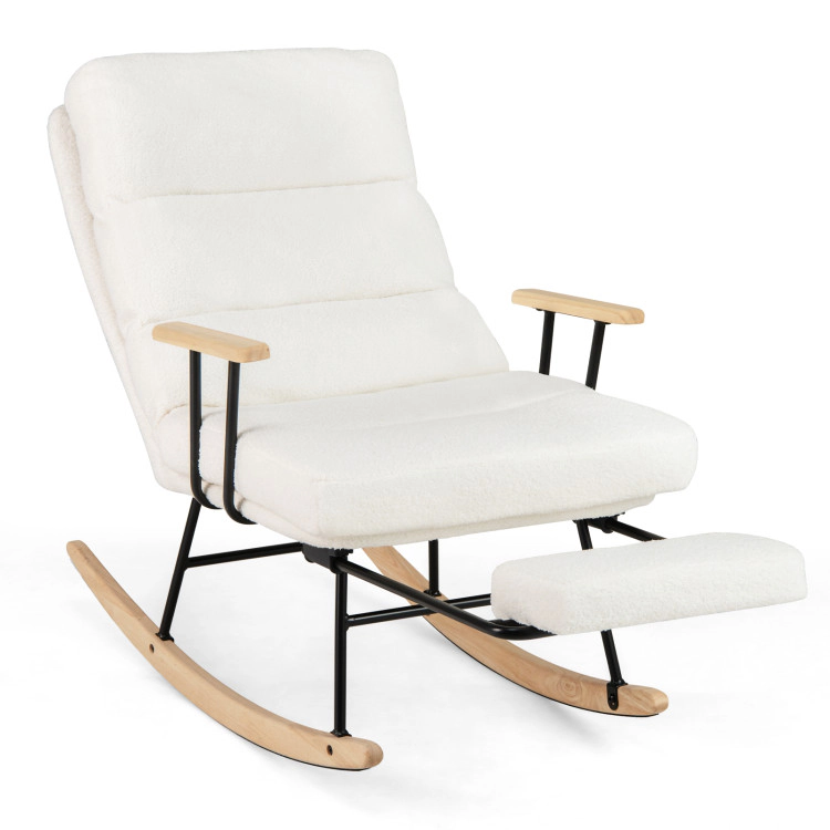 Hivvago Nursery Rocking Chair Teddy Velvet Upholstered Rocking Chair