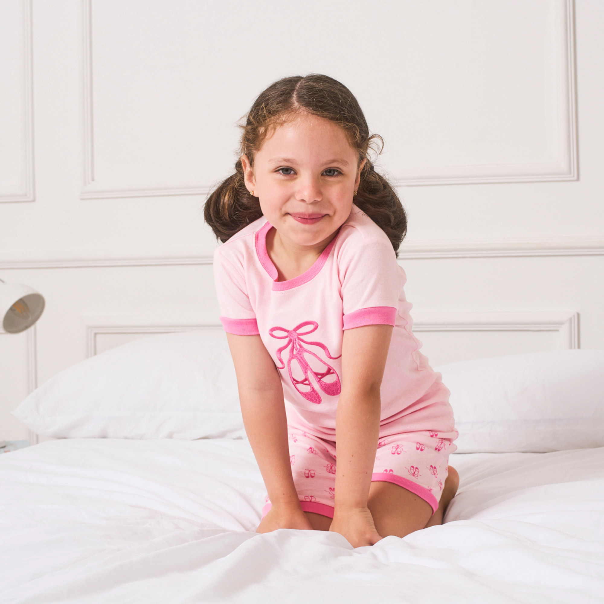 Leveret Girls 2-pc. Cotton Graphic Print Short Sleeve Shirt & Shorts Pajama Set