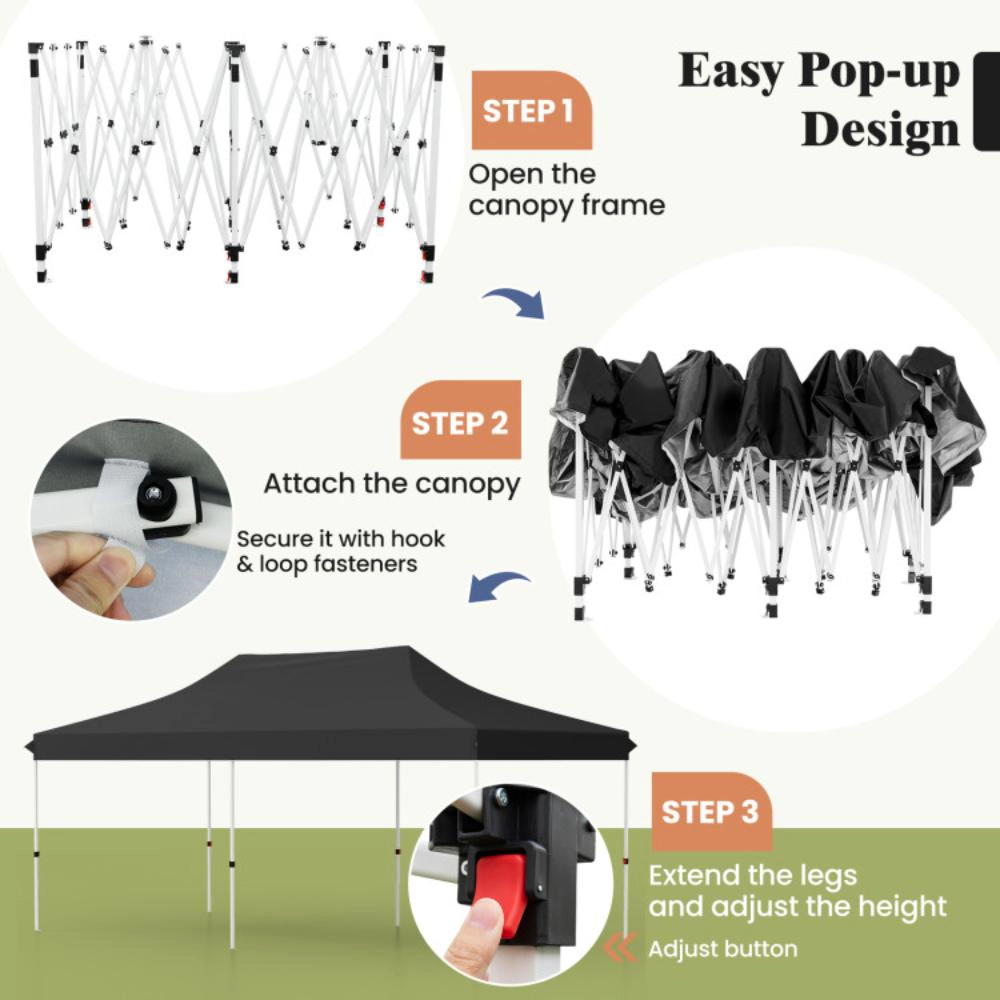 Hivvago 10 X 20 FT Pop up Canopy Tent Foldable Portable Outdoor Gazebo with Carry Bag
