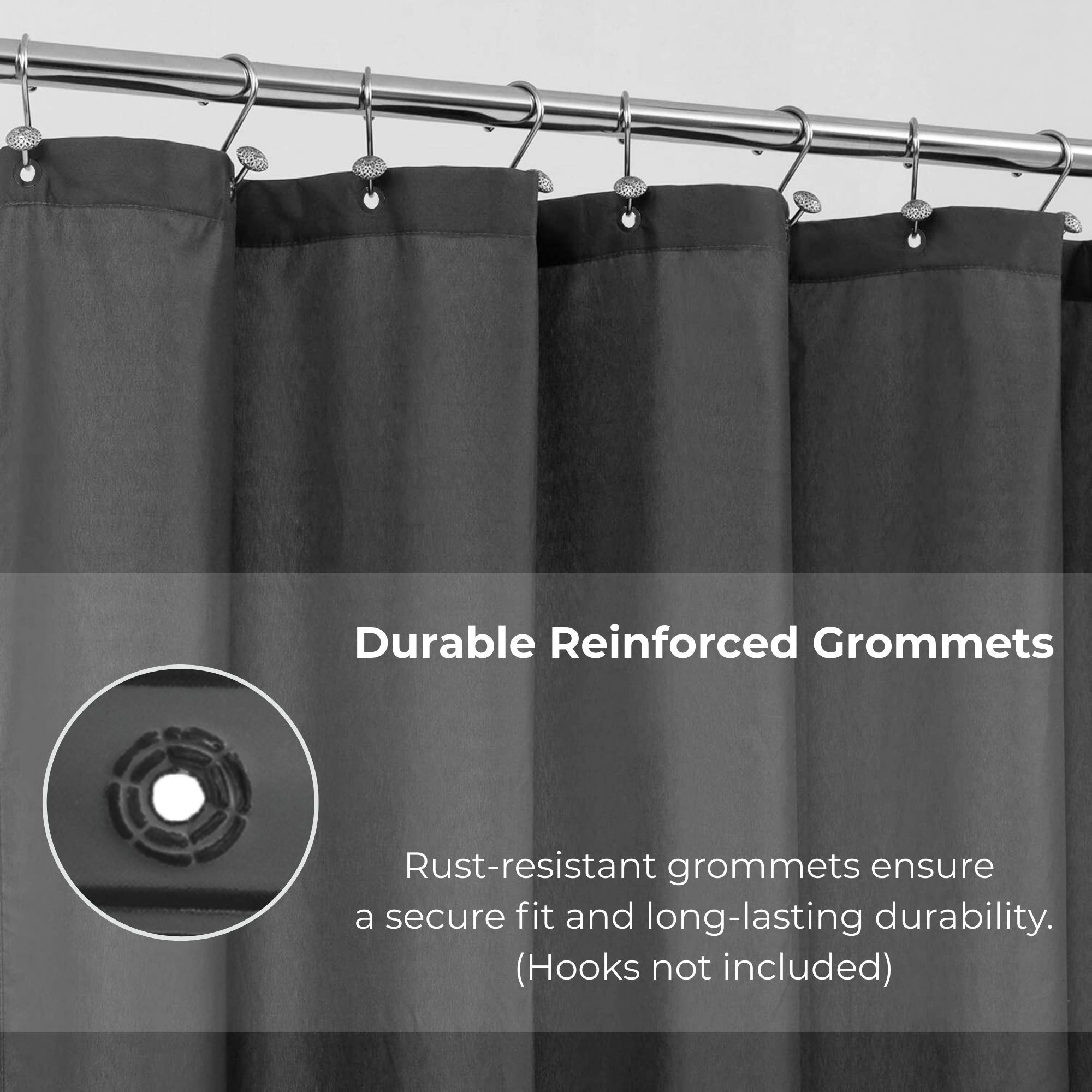 Evideco French Home Goods Extra-Long Shower Curtain Liner  - Waterproof PEVA with Rust-Resistant Grommets