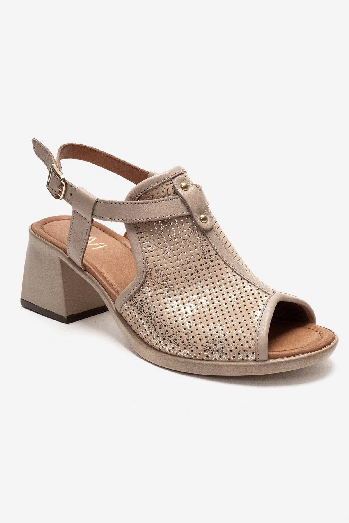 Forever & Always Womens Janelle Leather Block Heel Sandal