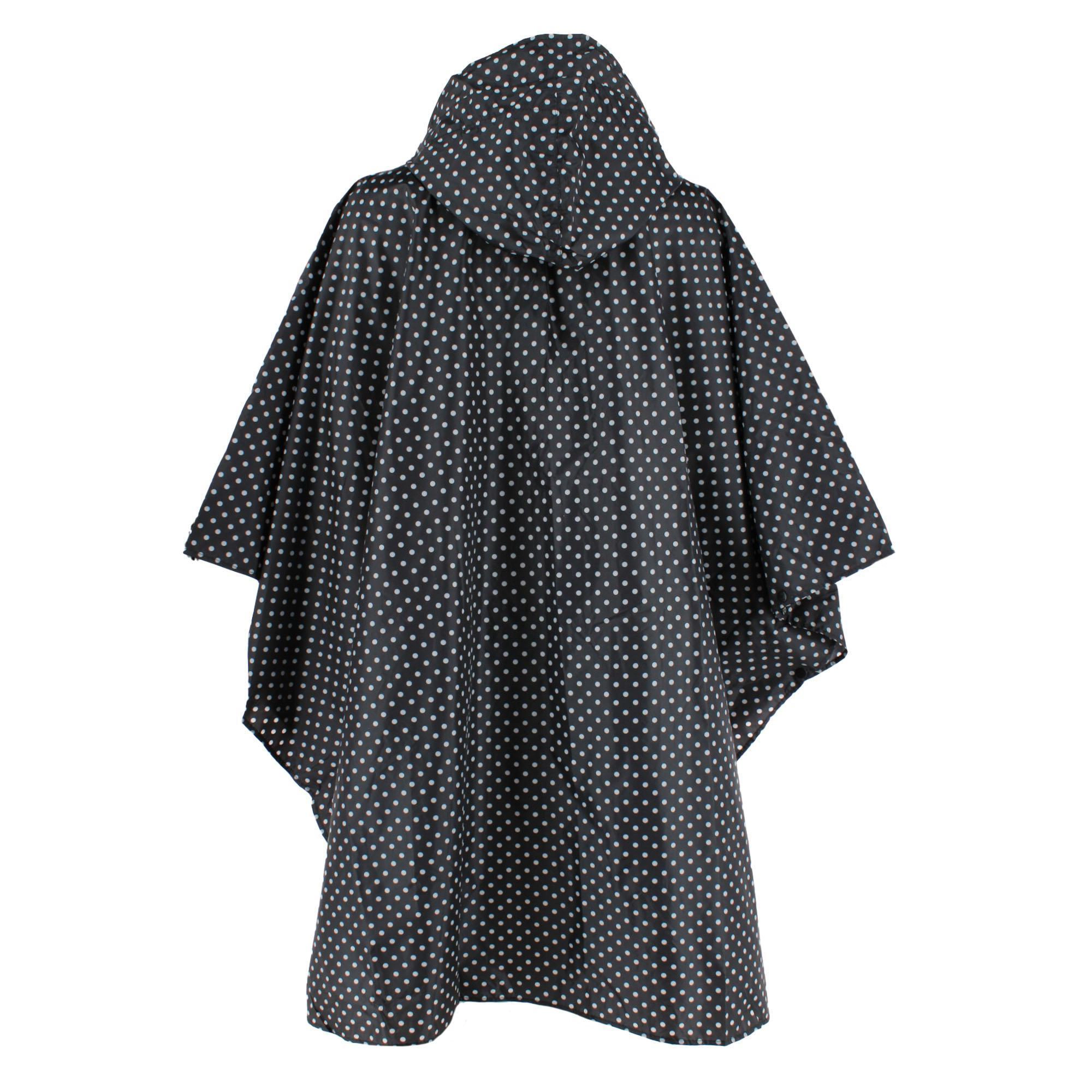 CTM Women's One Fits Most Polka Dot Rain Poncho with Zipper Pouch