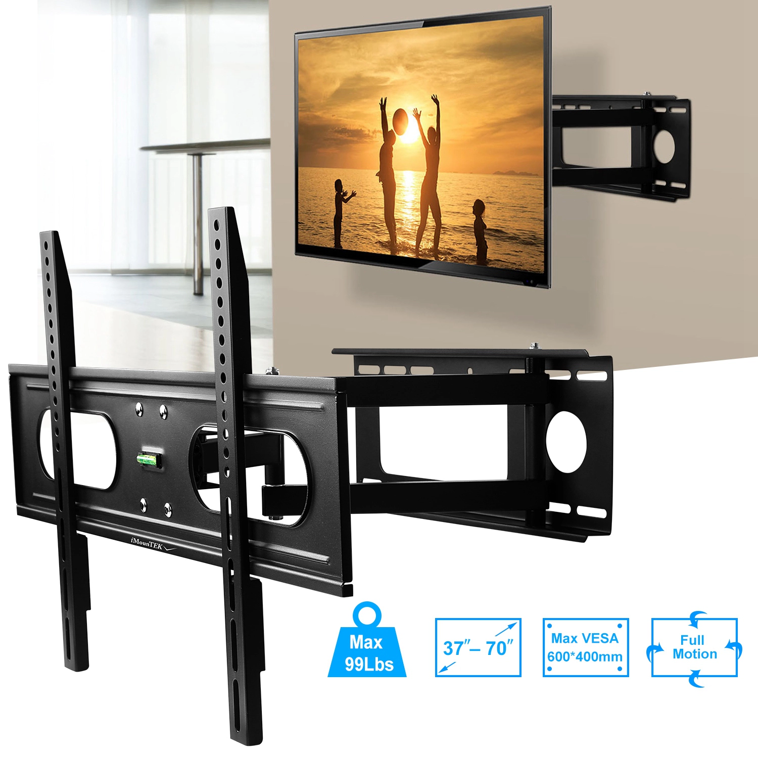 GBruno Full Motion TV Wall Mount For 37-70 Inch TVs