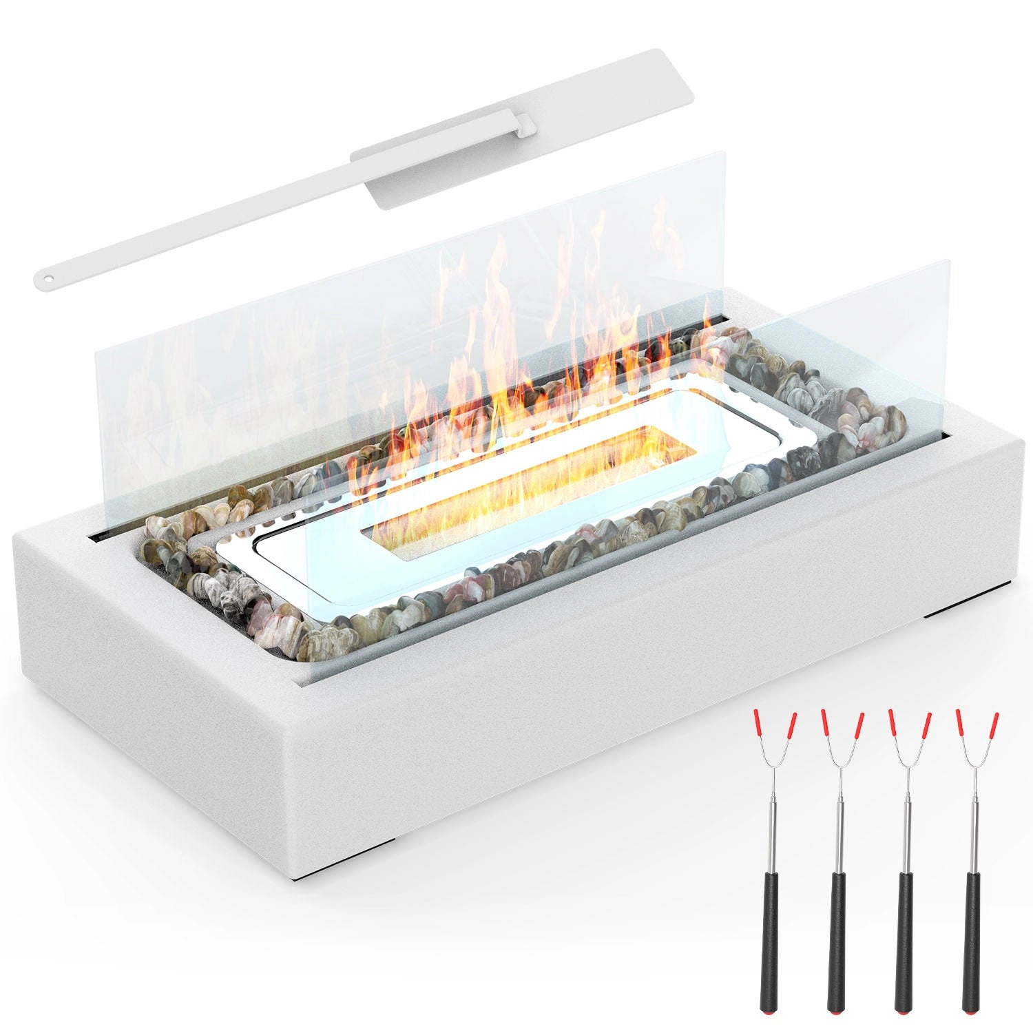 GBruno Ethanol Tabletop Fire Pit With Roasting Sticks