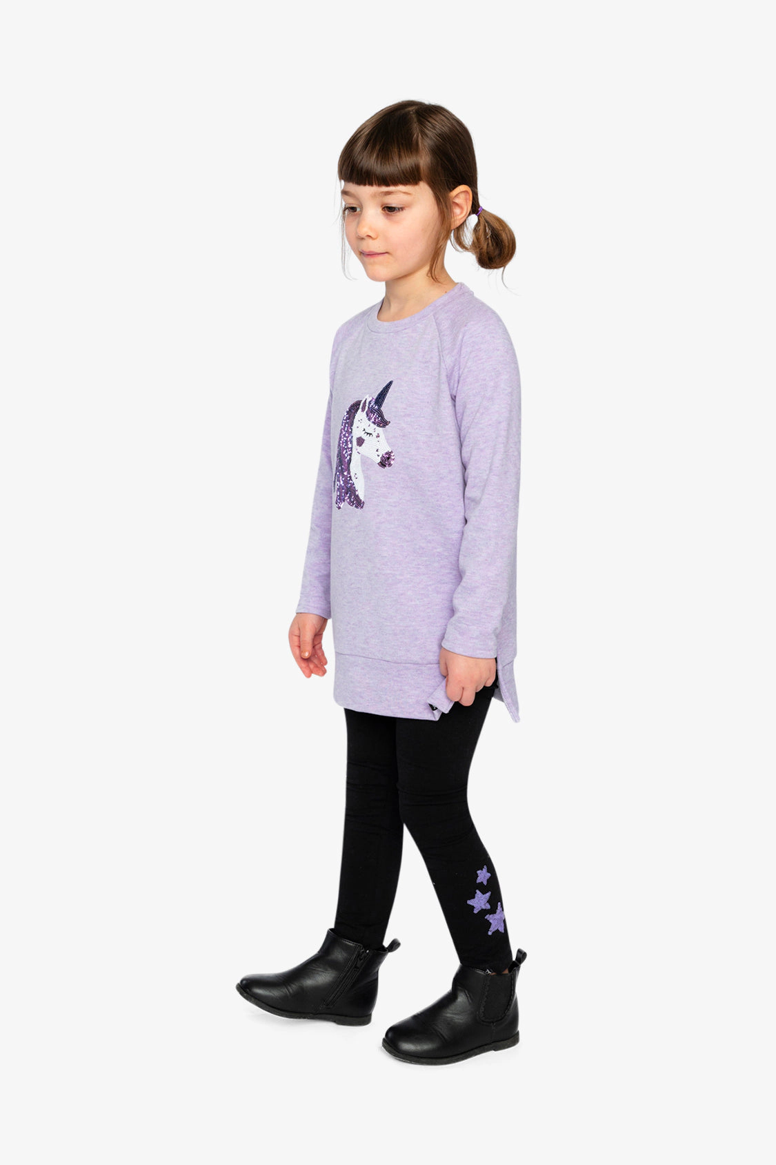 Deux par Girls Shimmering Star Organic Cotton Jersey Leggings