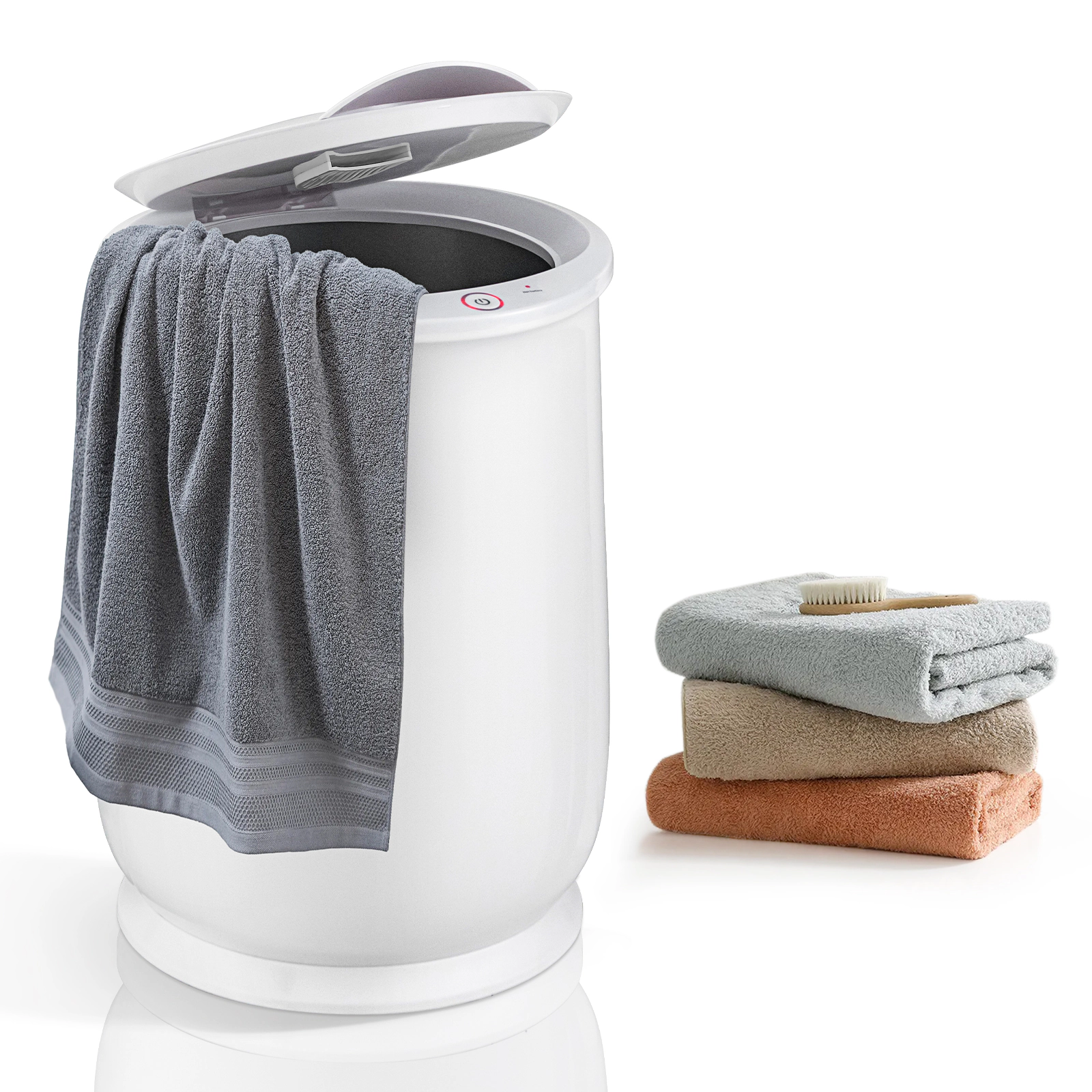 SUGIFT Rapid Heating 21L Bathroom Towel Warmer with 1-Hour Auto Shut Off 13 x 13 x 18.5 in Plastic Housing White/Gray