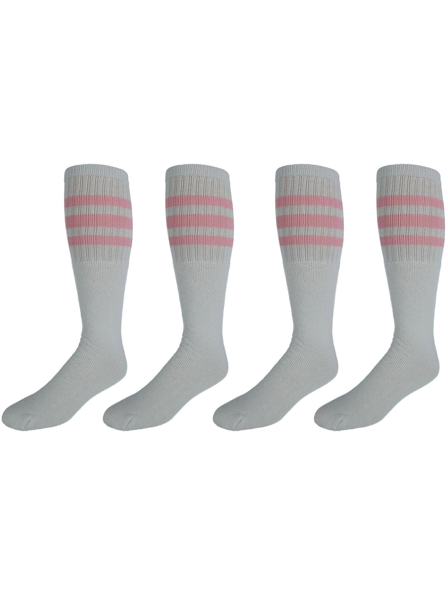 CTM Striped Top Ribbed Tube Socks (4 Pair Pack)