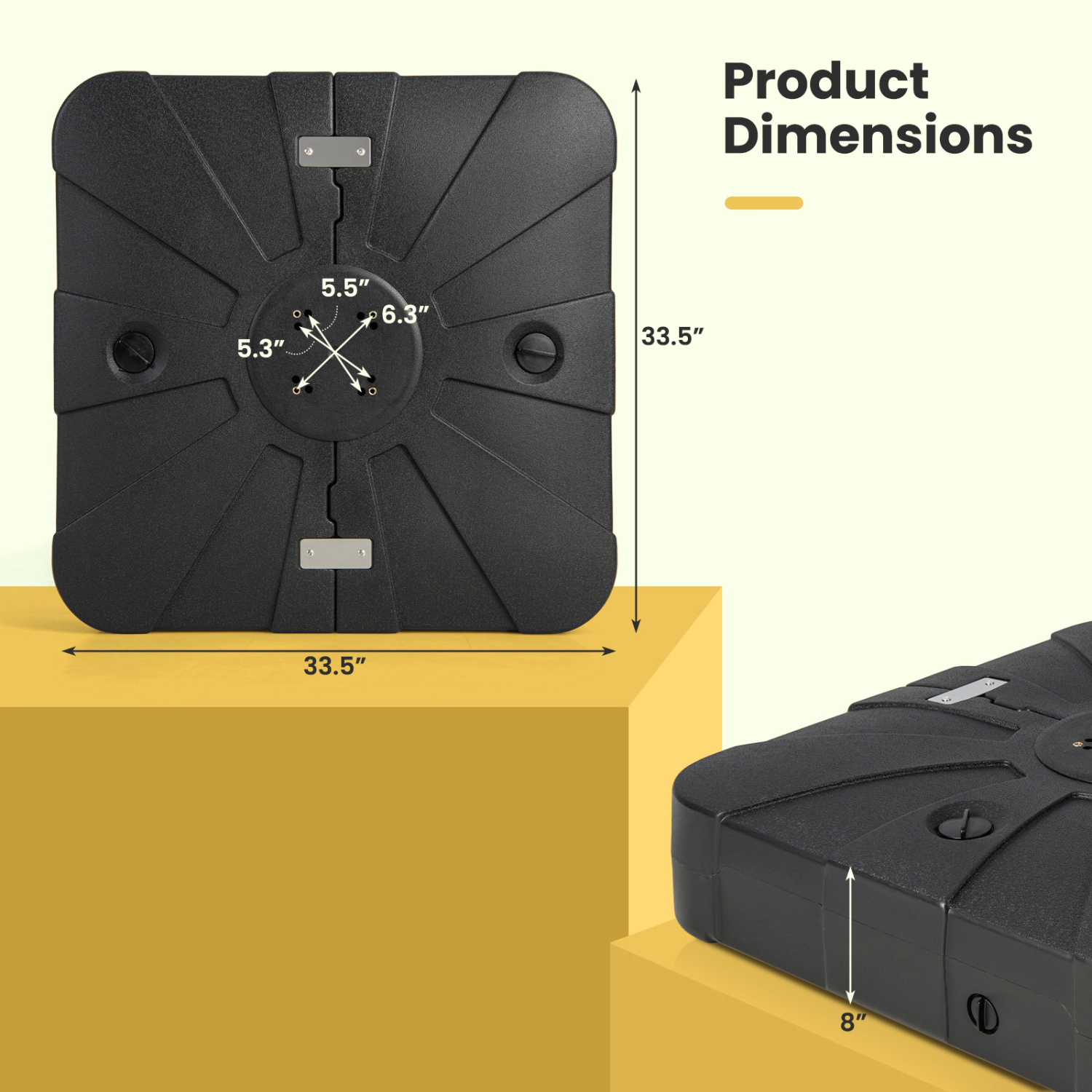 Slickblue Black Fillable Outdoor Umbrella Base with Wheels for Large Cantilever Umbrellas