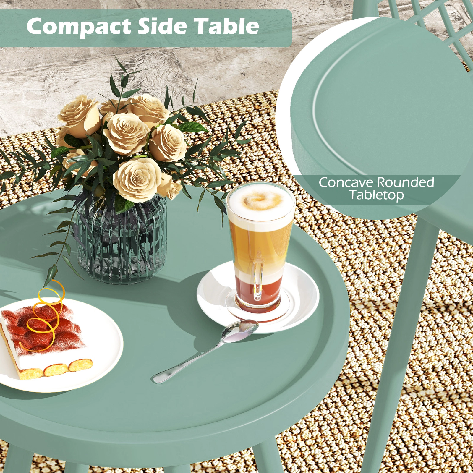 SUGIFT 3 Piece Patio Conversation Chair & Coffee Table Set with PP Seat & Tabletop 287-lb Chair Capacity Black/Yellow