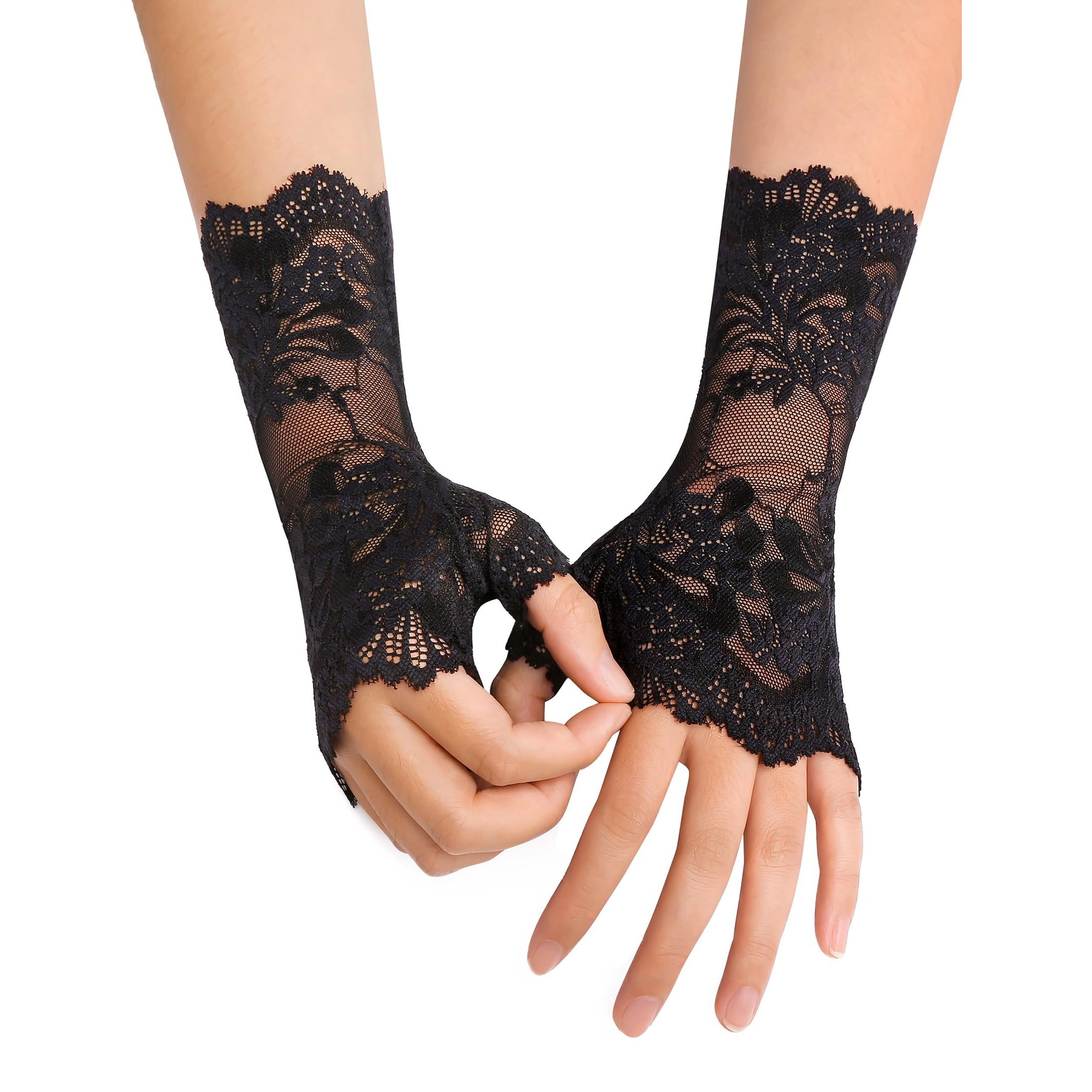 Avidlove Women's Short Fingerless Lace Wrist Gloves