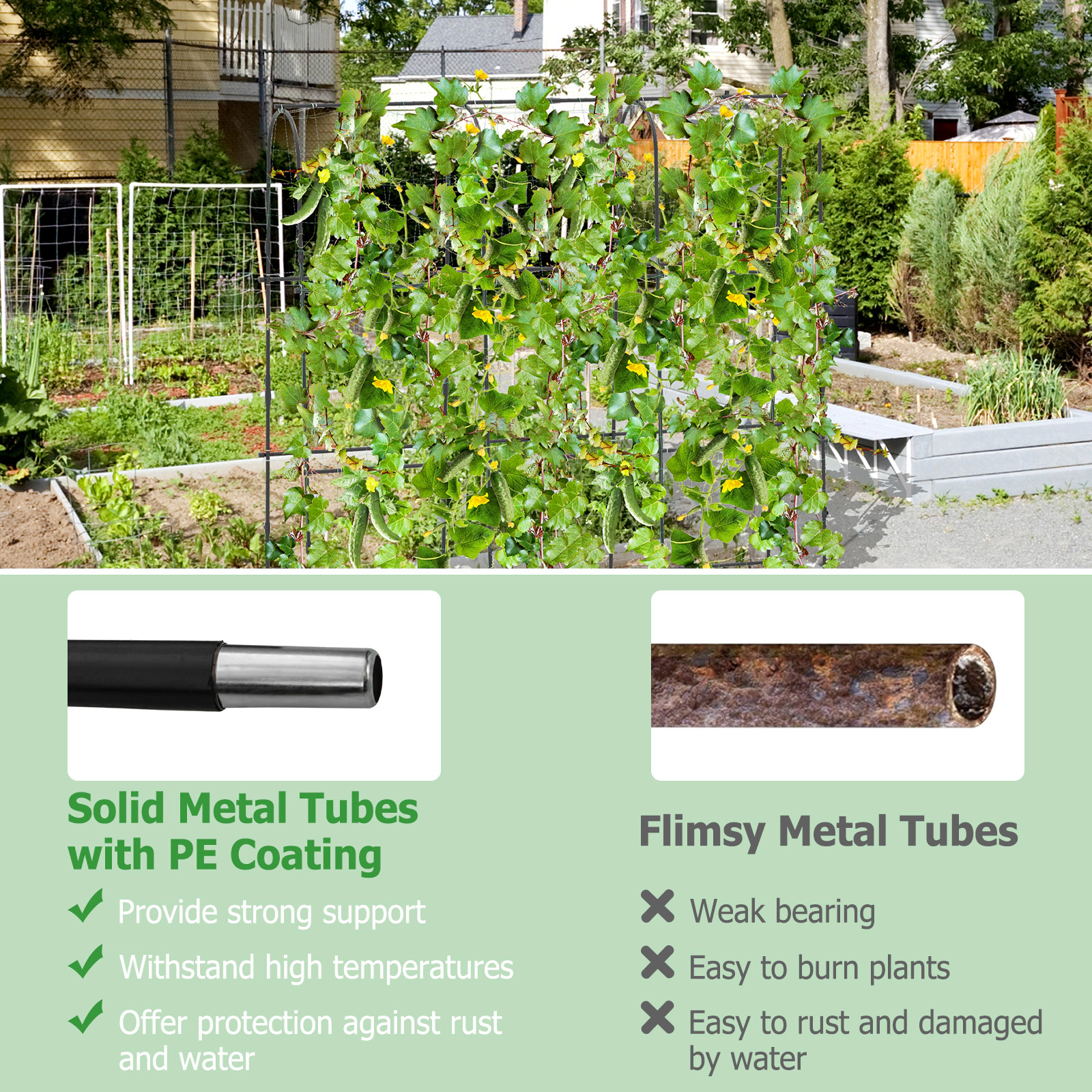 LJG 71 x 71 Inch U-Shaped Tall Garden Arched Trellis for Climbing Plants