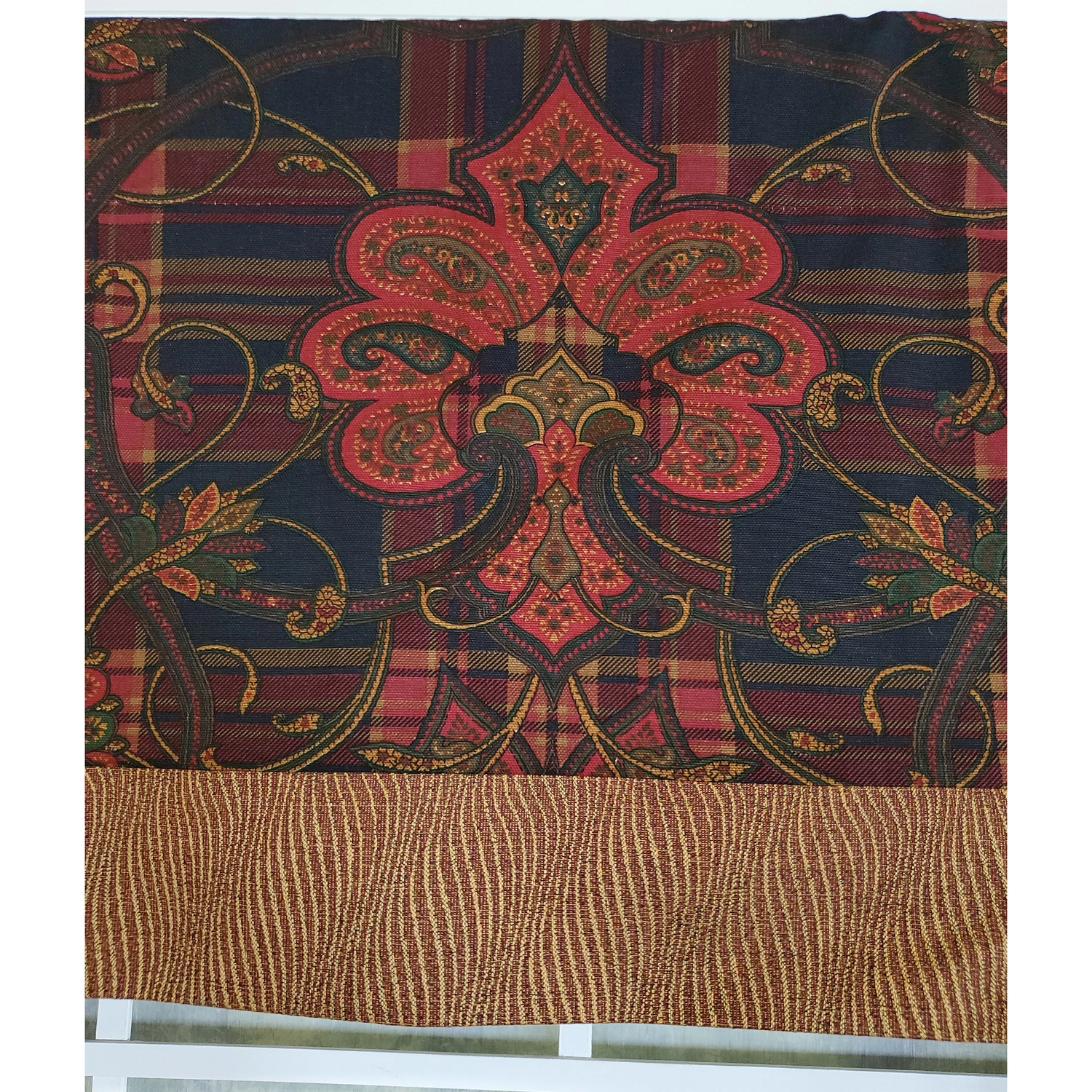 RLF Home 3" Rod Pocket High Quality Fabric Espadas Banded Valance for Windows 50" x 16" Burgundy