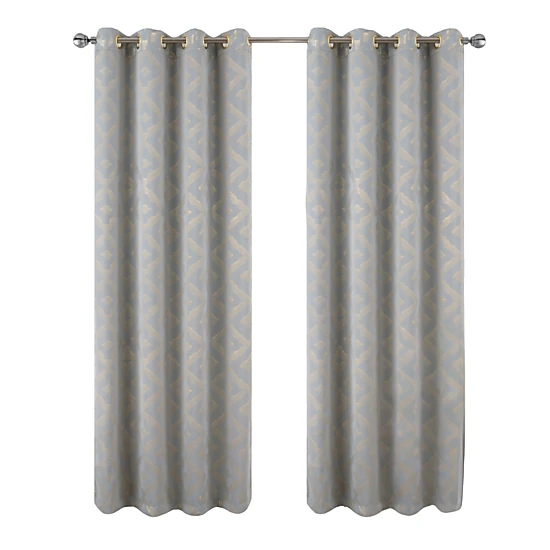 RT Designers Collection Heathrow Halo Foil Blackout Polyester Window Curtain Grommet Panel 52" x 84" Silver