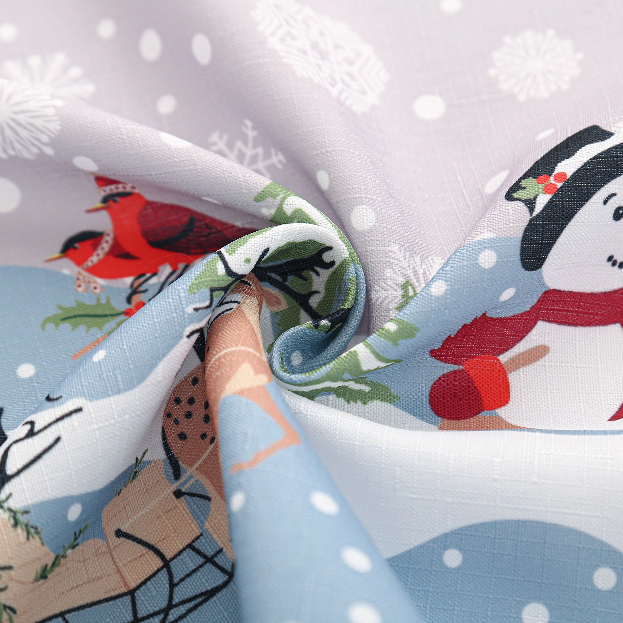 MarCielo 3 Piece Christmas Kitchen Curtains – Snowman Holiday Valance & Tiers