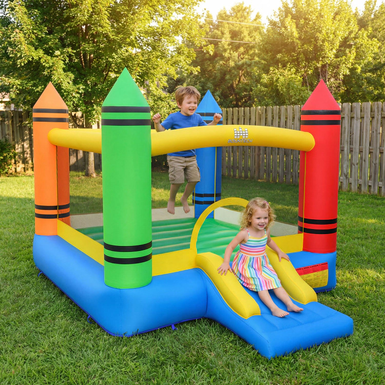 Hivvago Inflatable Bounce House 2-in-1 Crayon Themed Kids Bouncer with 550W Blower
