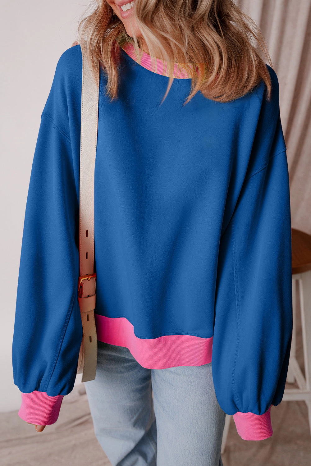 Threaded Pear Women's Karilia Colorblock Bubble Sleeve Sweatshirt