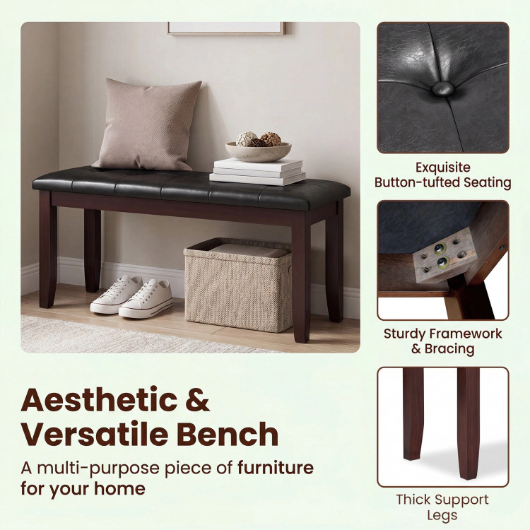 Hivvago Elegant Dining Room Bench with Cushioned PU Leather Upholstery