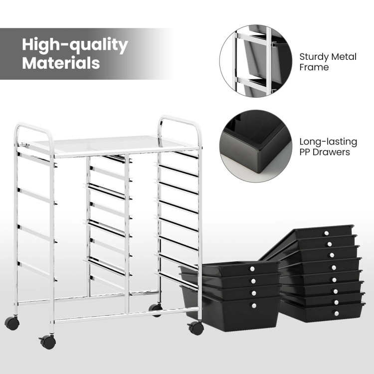 Hivvago 12-Drawer Utility Rolling Cart with Drawers Multi-Use Storage