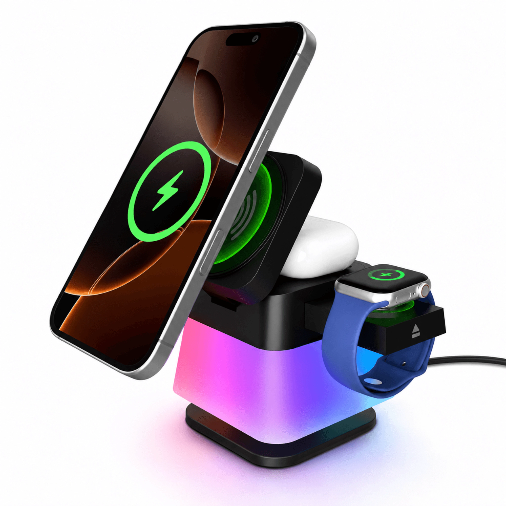 HyperGear PowerFold Cube RGB 3-in-1 Wireless Charging Stand