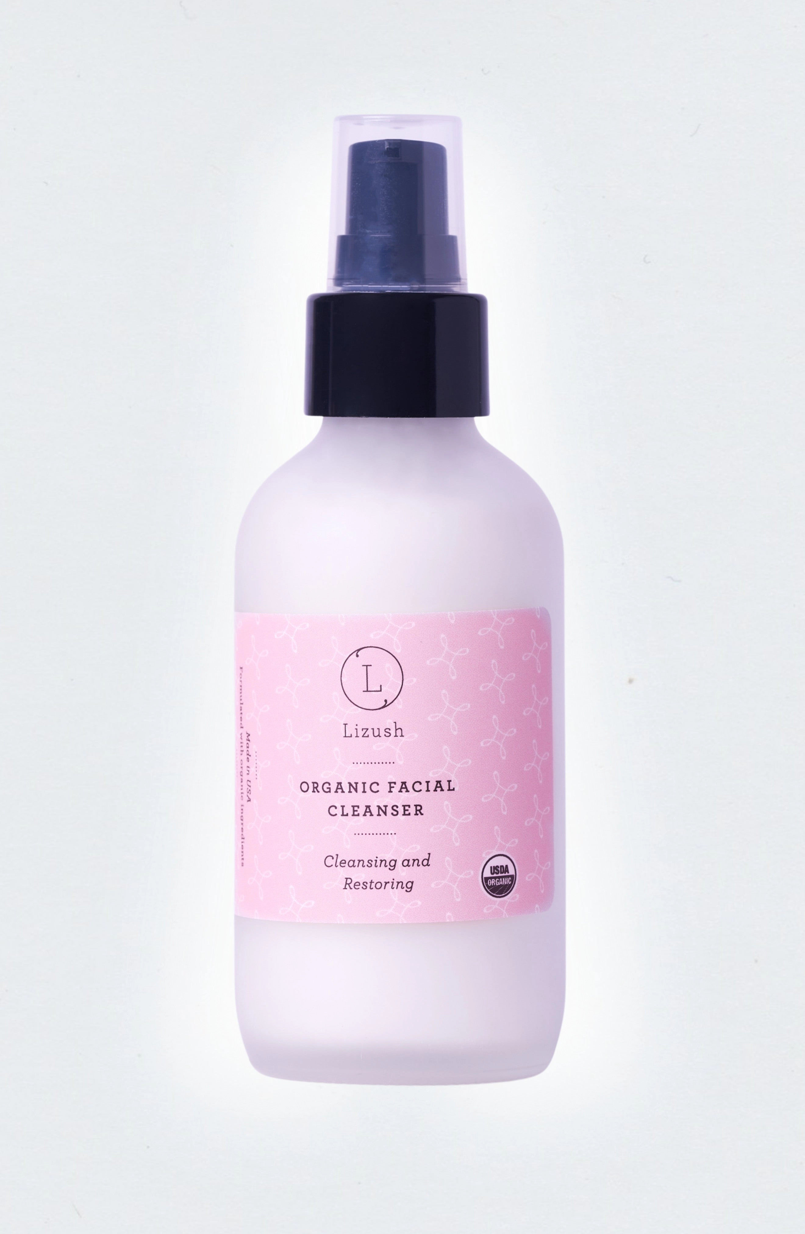 Lizush Organic Lavender Facial Cleanser, 4 fl oz - Gentle Cleansing and Restoring