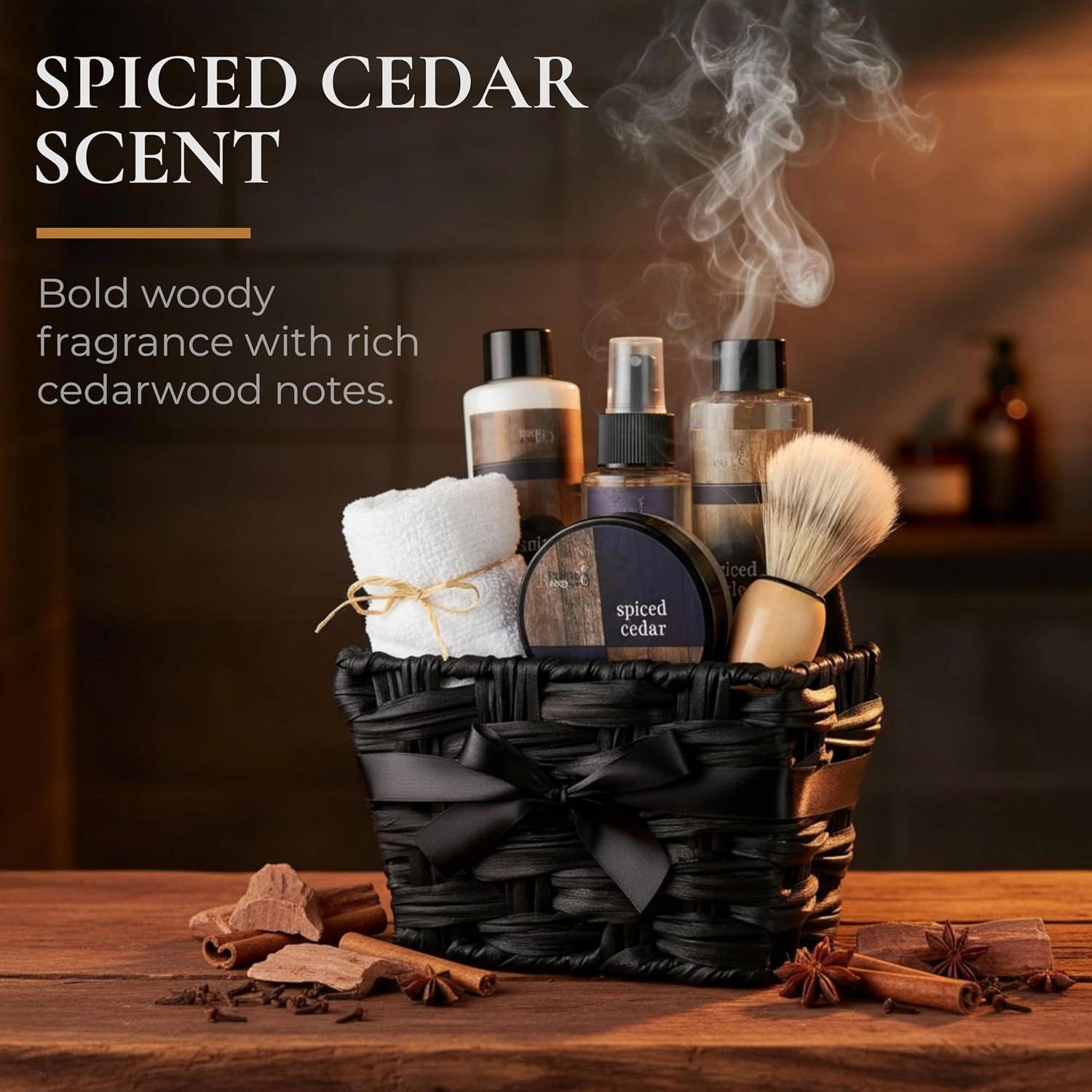 Freida and Joe Men’s  Spiced Cedar Spa Gift Basket