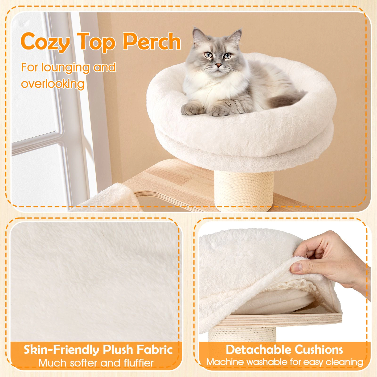 SlickBlue 69" Cat Tower with Wood Platforms Condo Hammock and Perch