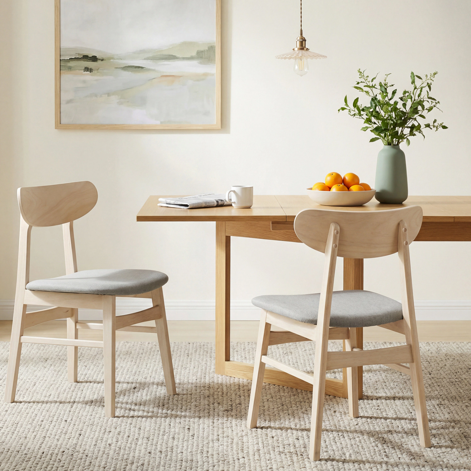 LJG Dining Chair Set of 2 Fabric Upholstered Kitchen Armless Chairs