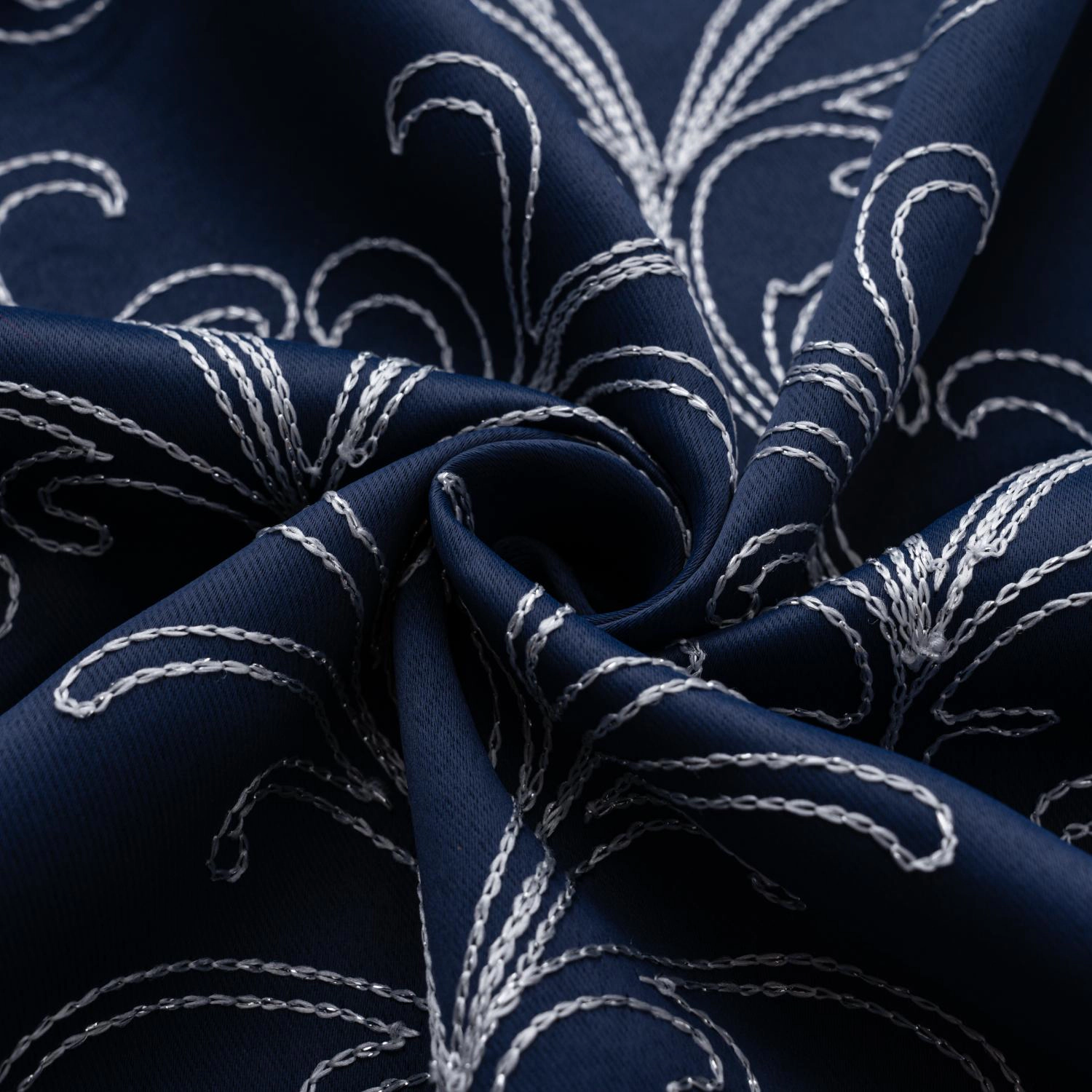 RT Designer Collection Kimber Embroidered Blackout Luxurious Decorative Grommet Curtain Panel 54" x 90" Navy