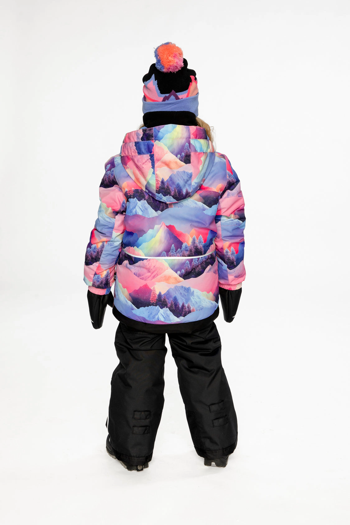 Deux par Girls Mountain Print Two Piece Play Snowsuit with Hooded Jacket and Snow Pants