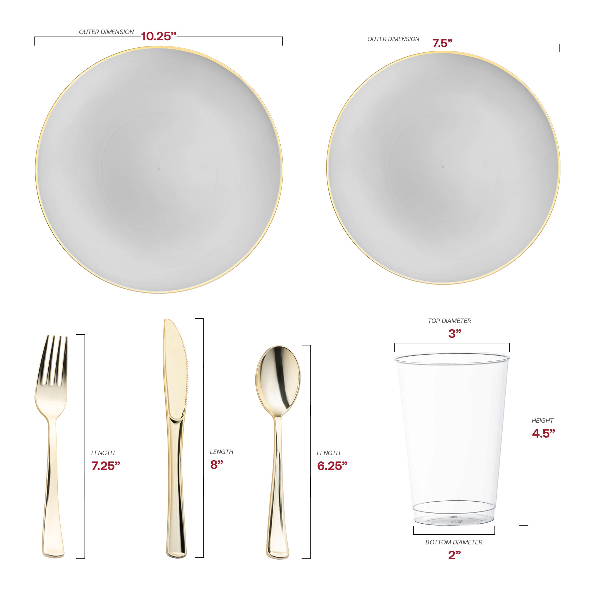 Smarty Had A Party with Gold Organic Round Disposable Plastic Wedding Value Set