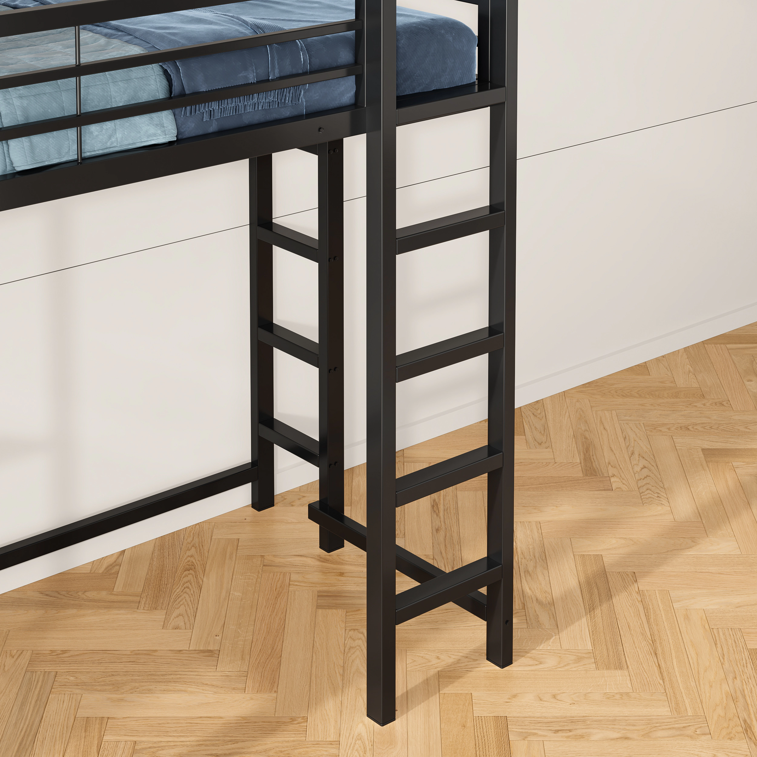 Flynama Twin Metal Loft Bed with Desk & Storage, Black, for Kids & Teens