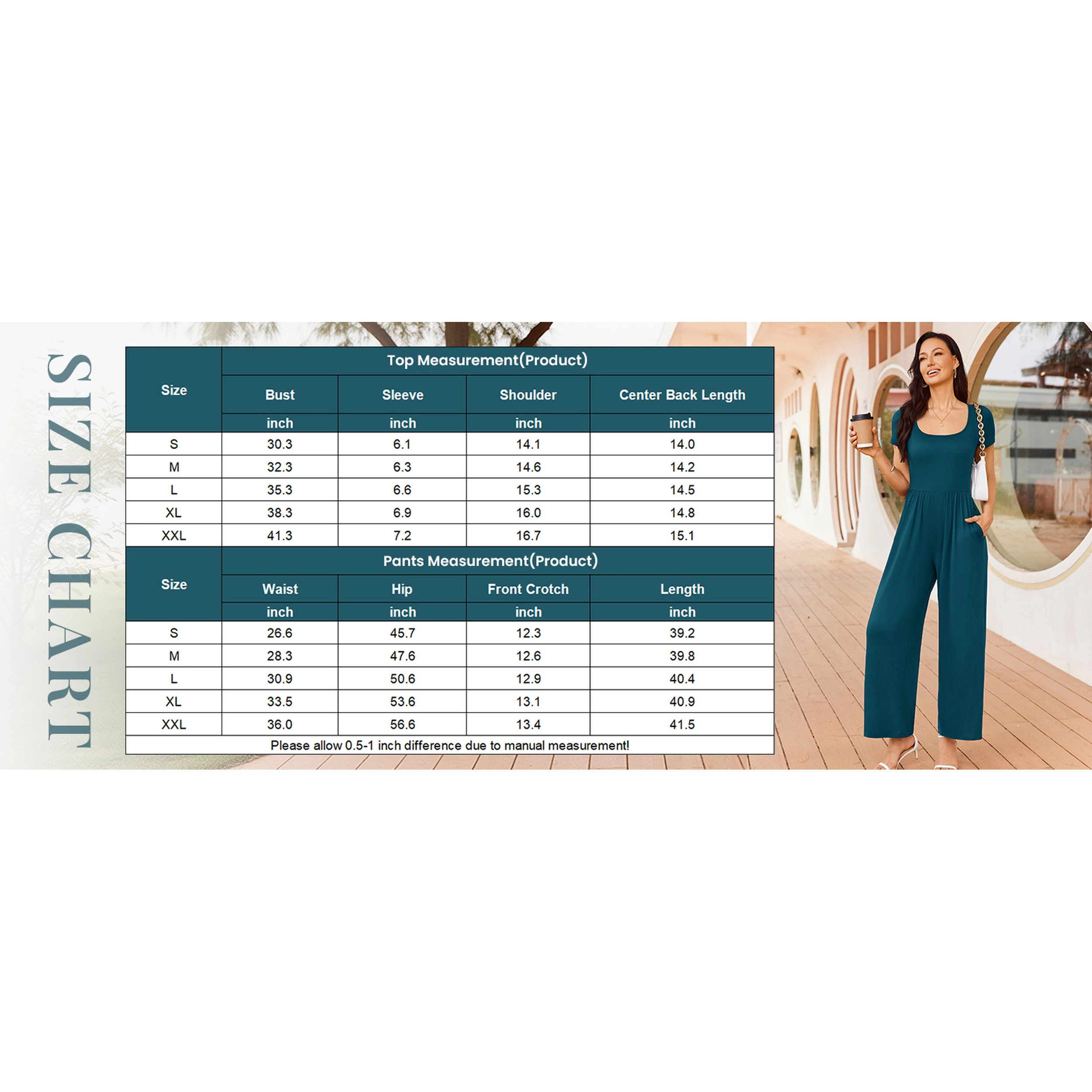 Ekouaer Women's Square Neck Short Sleeve Solid Wide Leg Jumpsuit