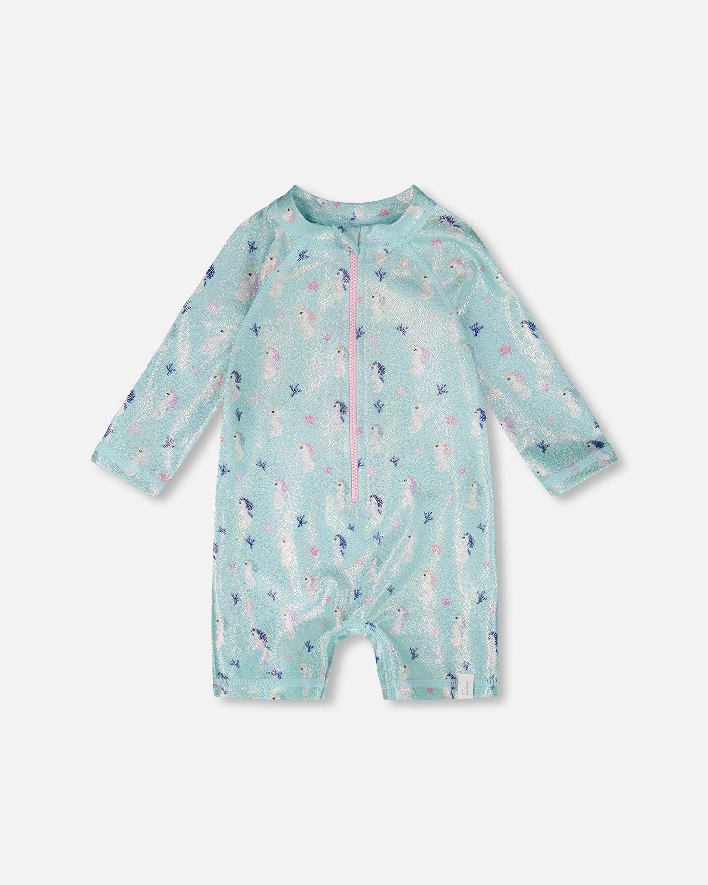 Deux par Girls Toddler One-Piece Long Sleeve Rashguard Seahorse Print