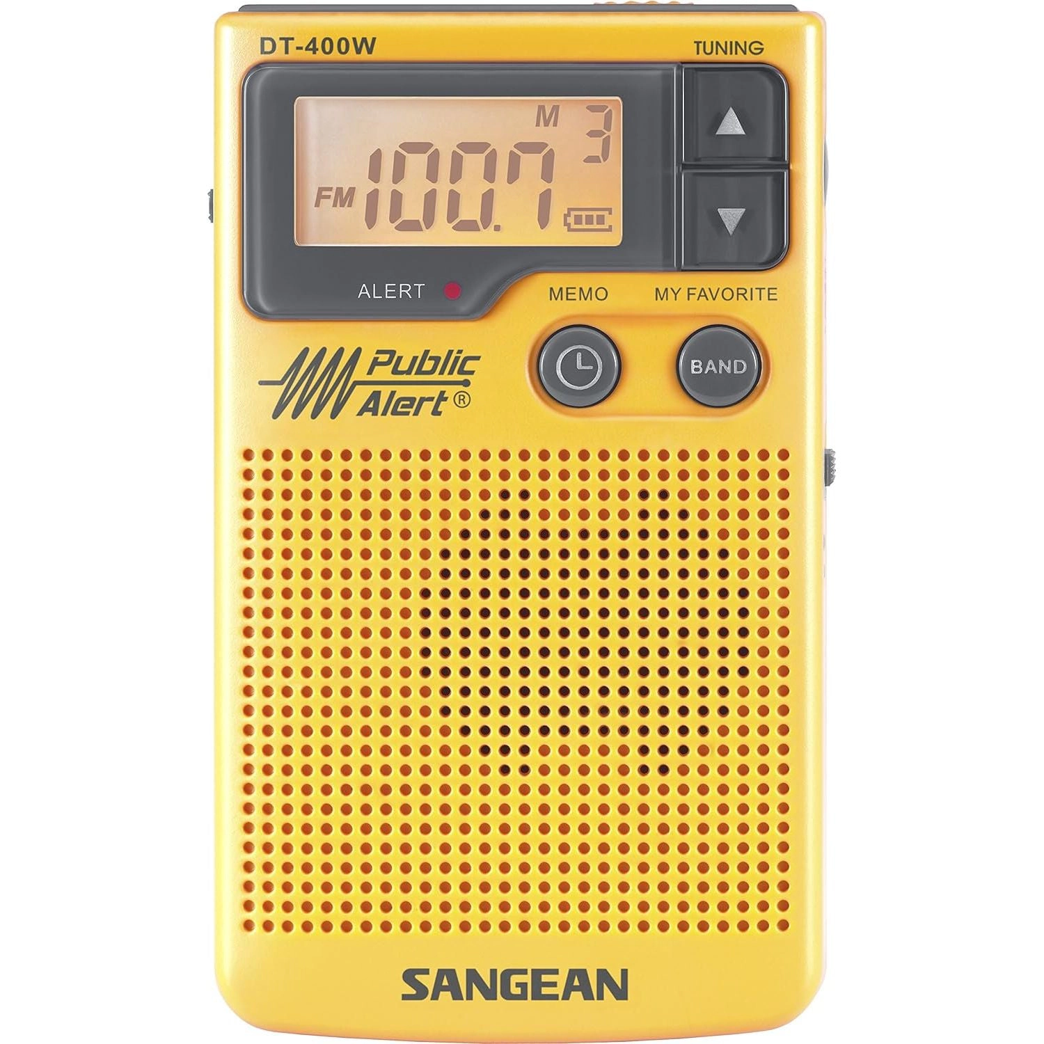 SANGEAN DT-400W Weather Alert Pocket Radio - AM/FM NOAA, Yellow