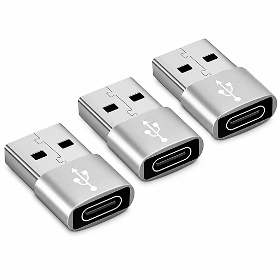 Qixxronics 3Pack USB to USB C Adapter, Type-C to USB Adaptor, USB-C Female to USB-A Male Charger Cable Converter