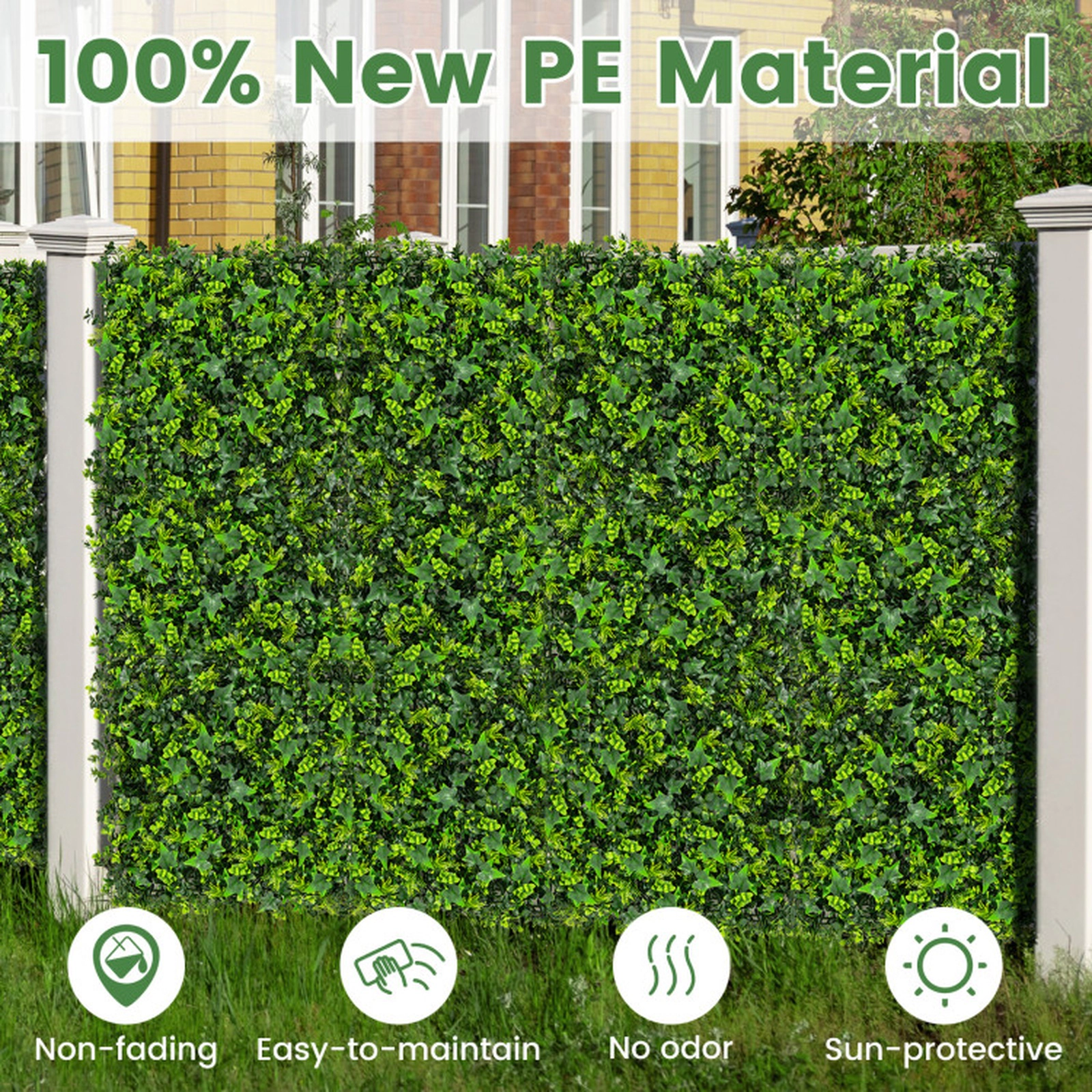 SUGIFT 12-Pack 20-in x 20-in Interlocking Gradient Leaves Artificial Greenery Wall Panels 33 sq ft 17-lb Green