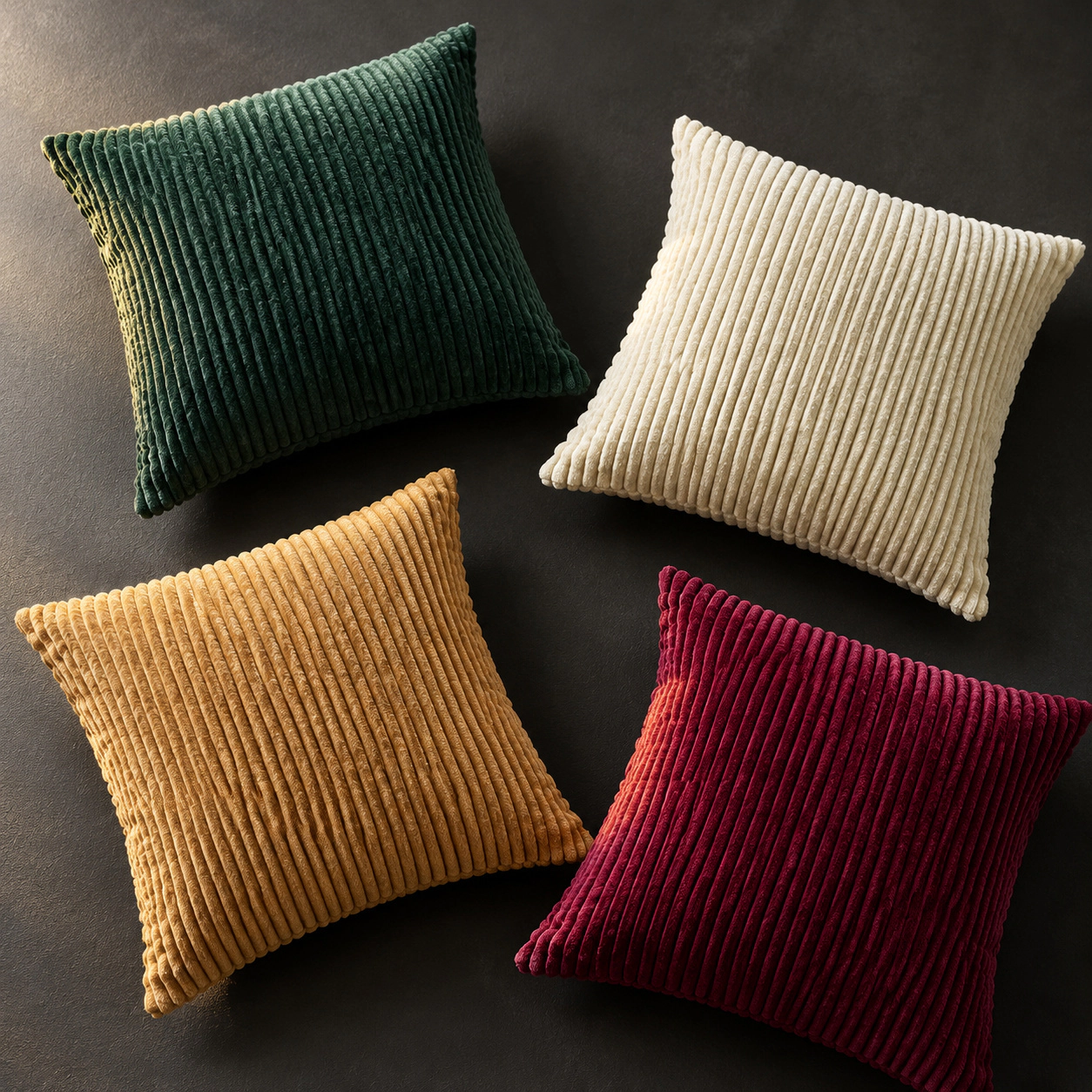 WZK Set of 4 Corduroy Boho Stripe 18x18 Throw Pillow Covers