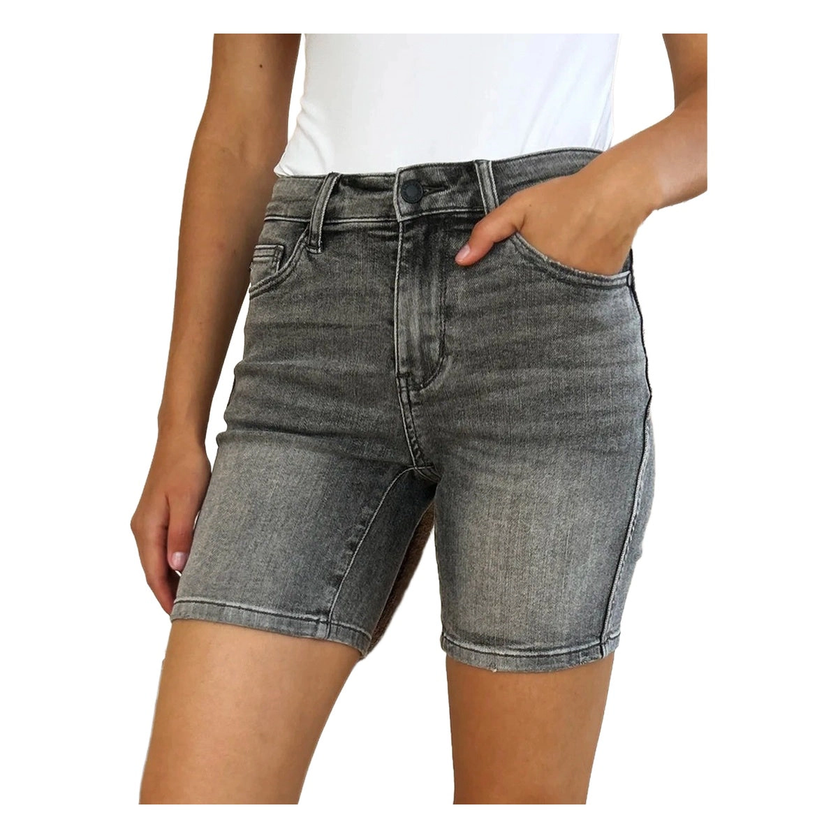 Judy Blue Womens Full High Waist Washed Denim Shorts