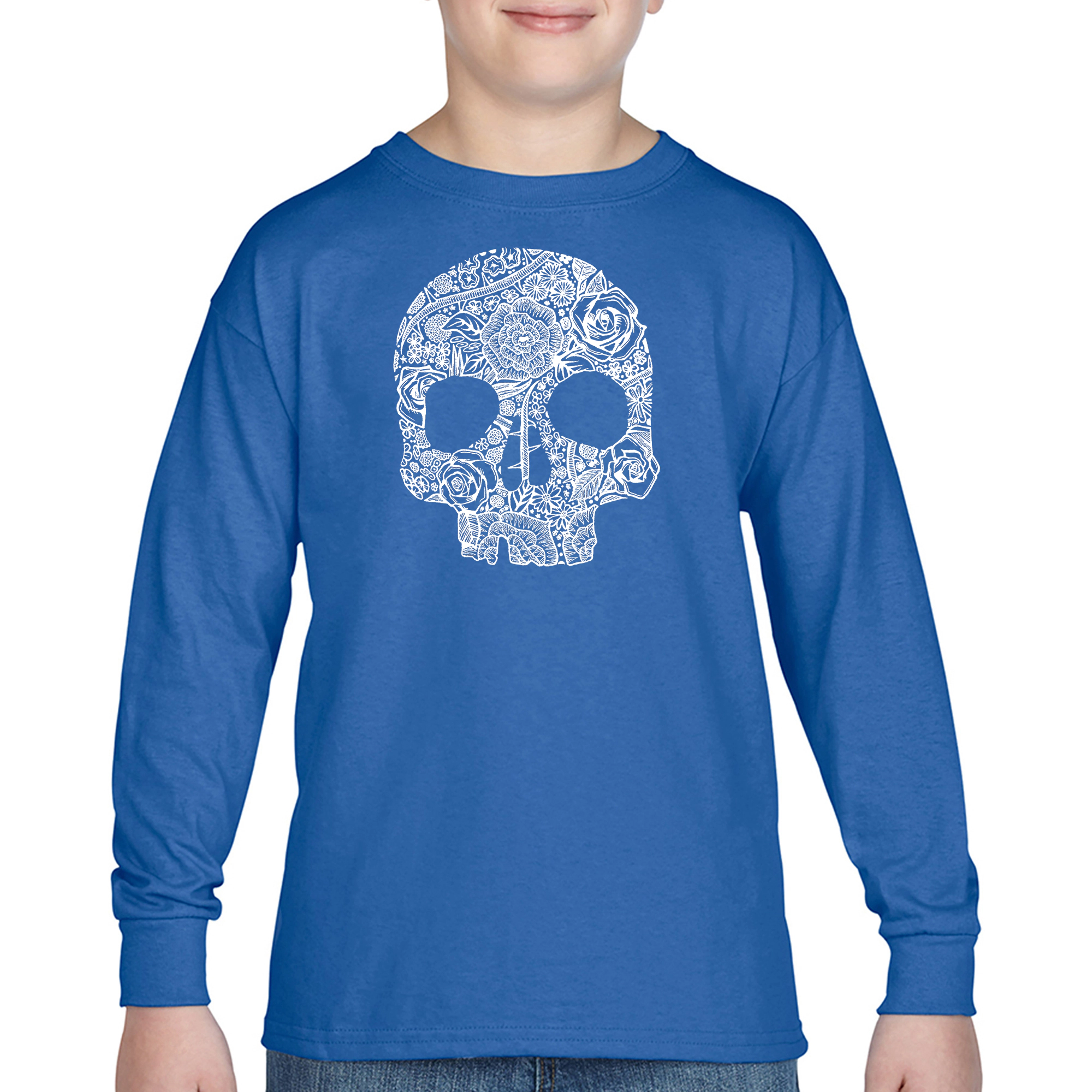 LA Pop Art Boys Long Sleeve T-Shirt - Flower Skull - JCPenney