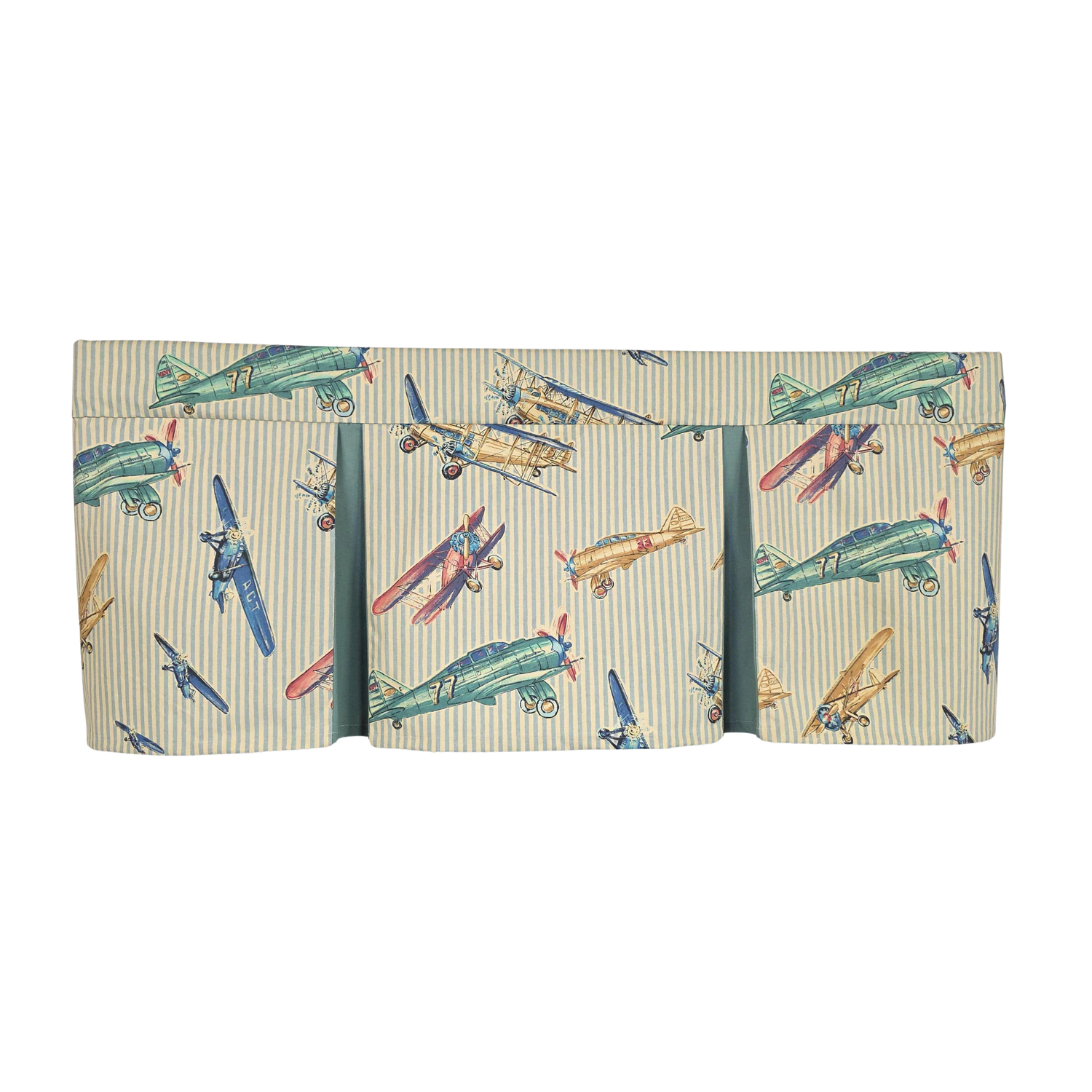 RLF Home Air Show Pleated Window Valance 100% Cotton Rod Pocket 50" x 17" Multi
