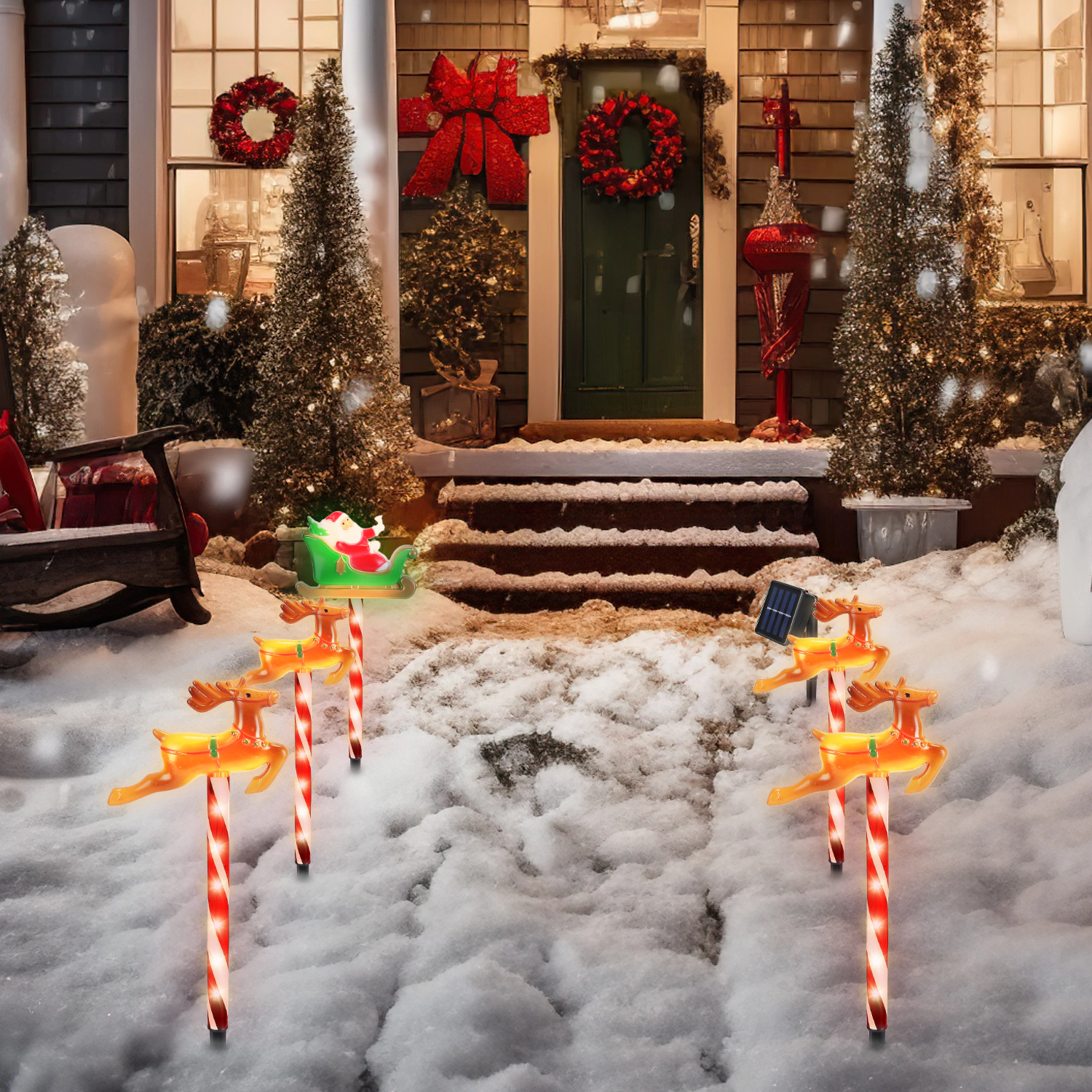 GBruno Solar-Powered Christmas Pathway Stake Lights