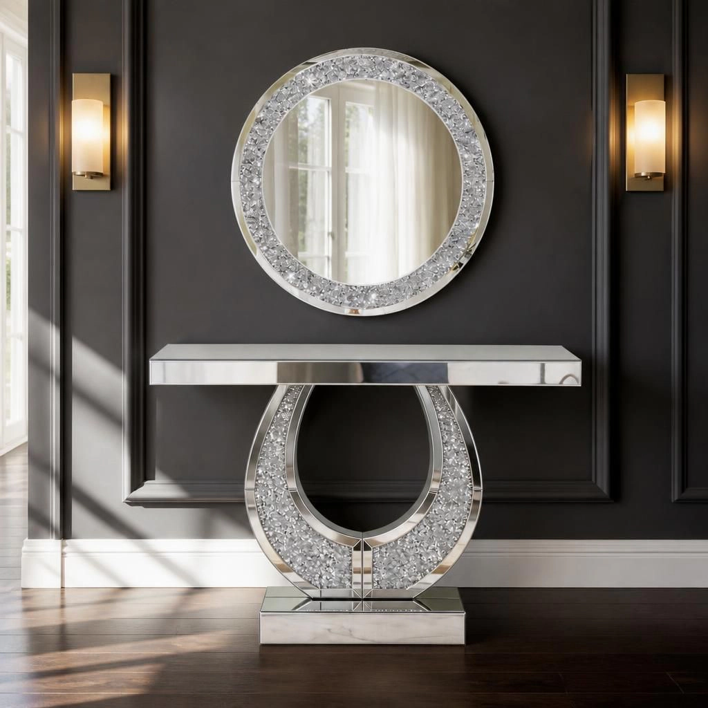 GOODSILO Narrow Slim Rectangular Console Table with Glass Top