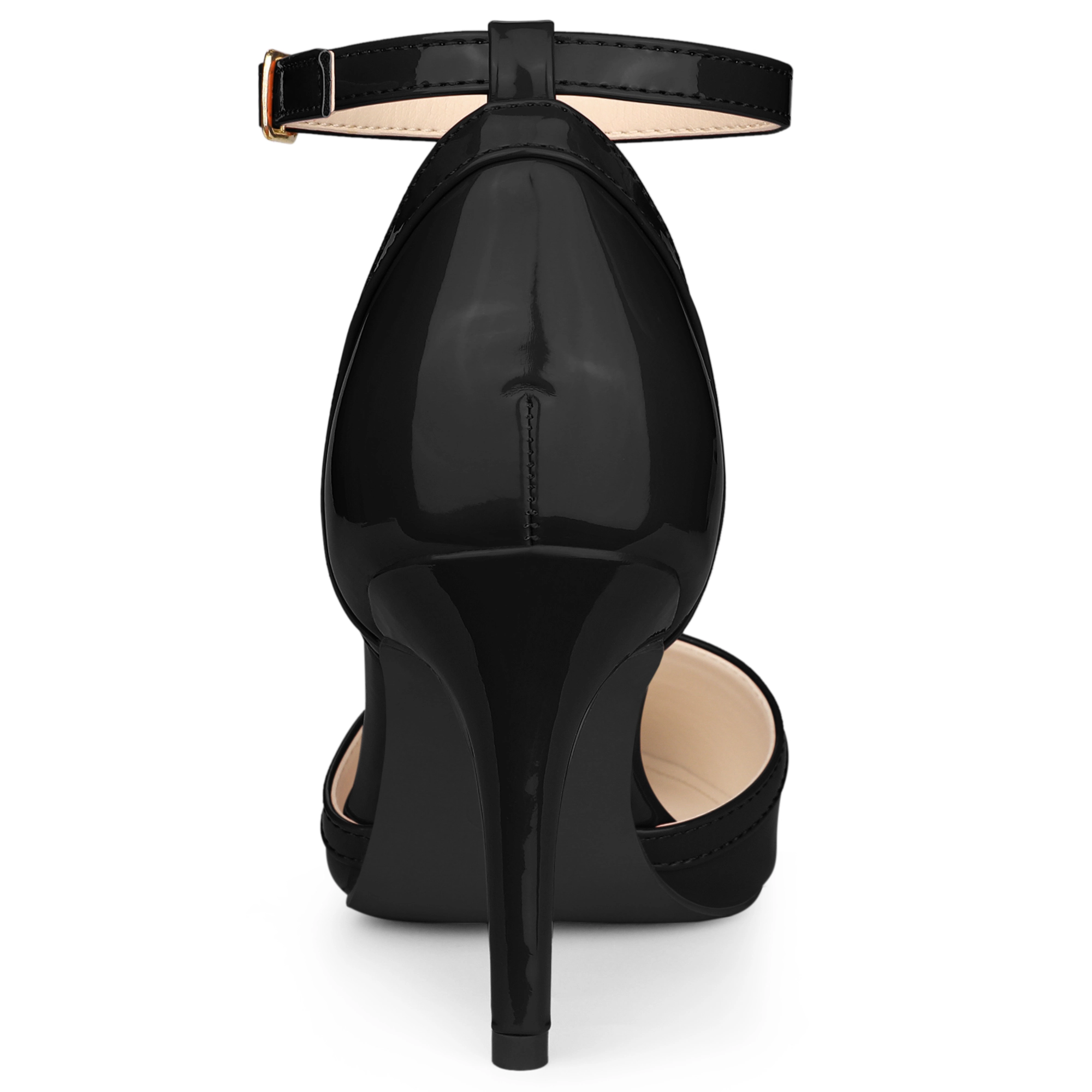 BLISSFUL STEP Women Pointed Toe Stiletto High Heel Ankle Strap Wedding Pumps