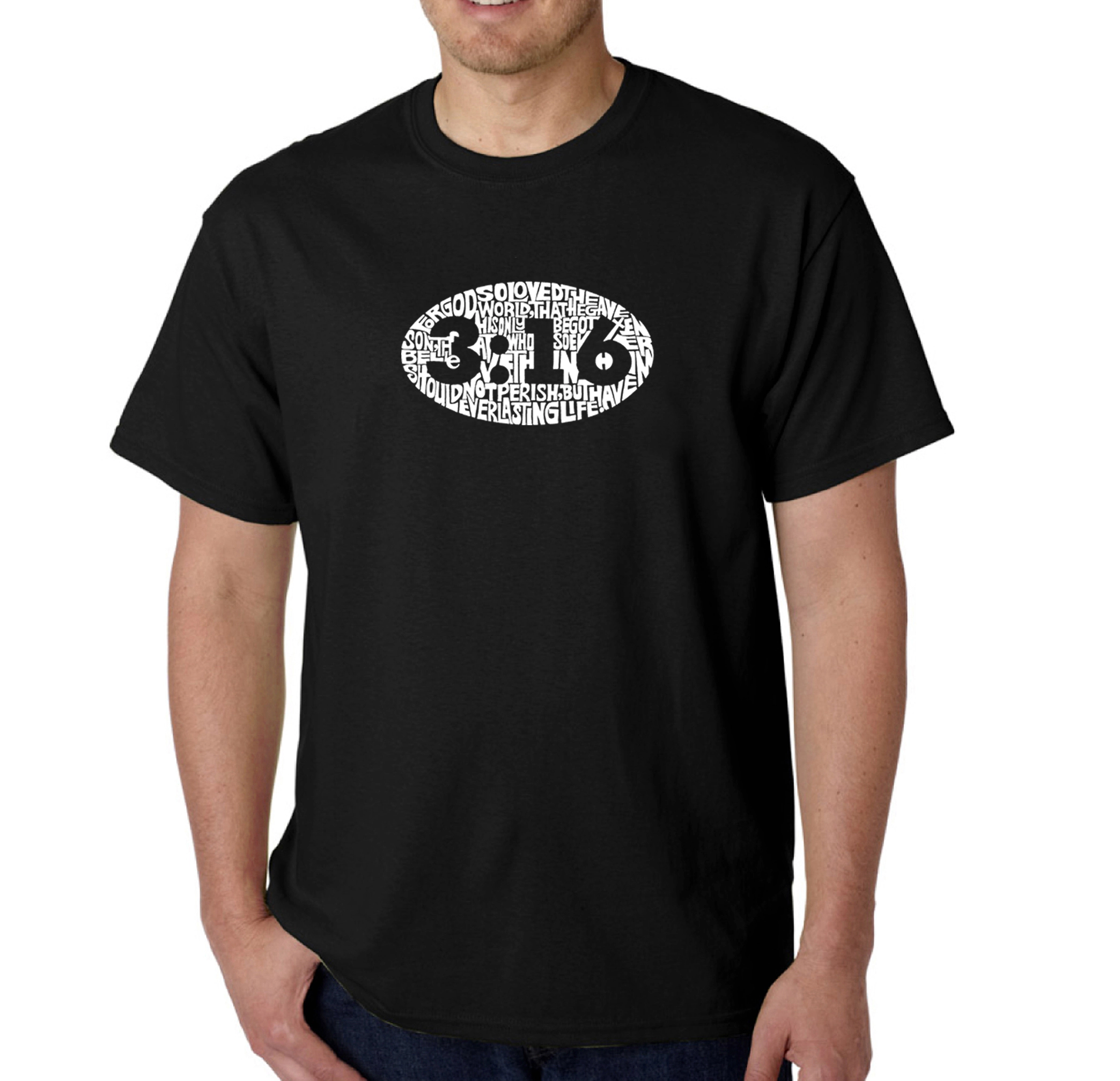 LA Pop Art Men's John 3:16 Word T-Shirt - 100% Cotton, Crew Neck, Short Sleeve
