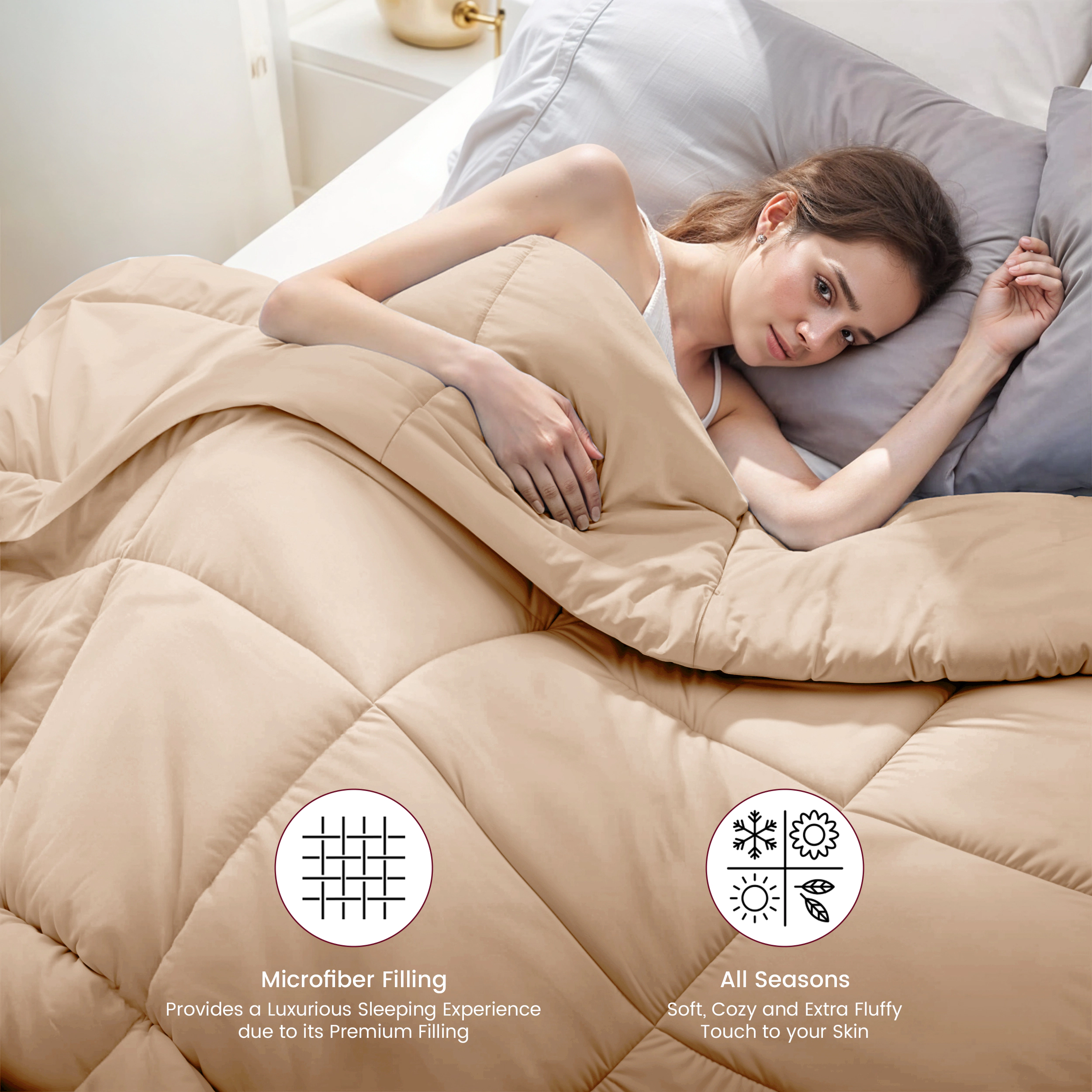 Lux Decor Collection Quilted Comforter Down Alternative Duvet Insert All Season 1Pc with Corner Tabs