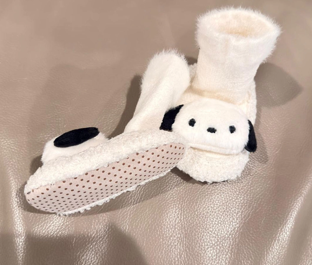 MyKids-USA Thickened Winter Toddler Walking Socks – Mid-Calf Anti-Slip Cartoon Baby Floor Shoe