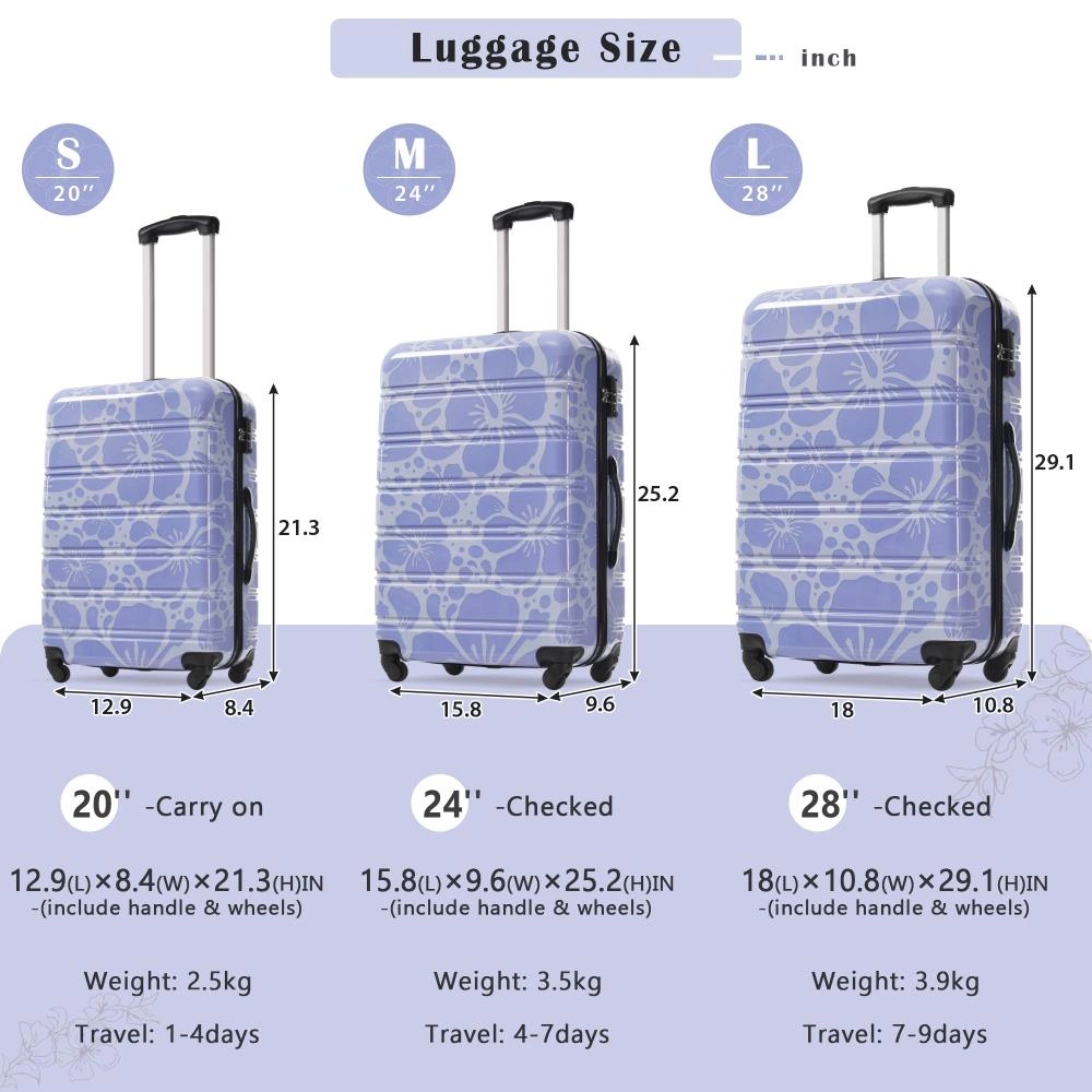 Hivvago Hardshell Luggage Sets 3 pcs Spinner Suitcase with TSA Lock Lightweight-20'+24'+28' Luggages