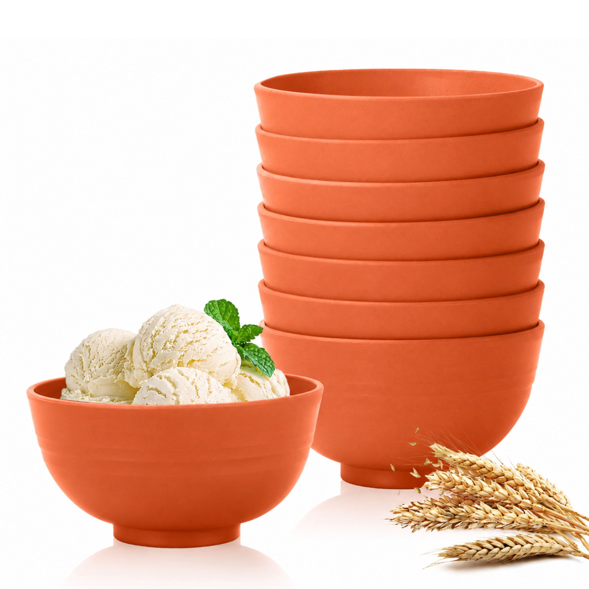 Stock Preferred Pack of 8 Wheat Straw Small Dessert and Snack Bowls 10 oz