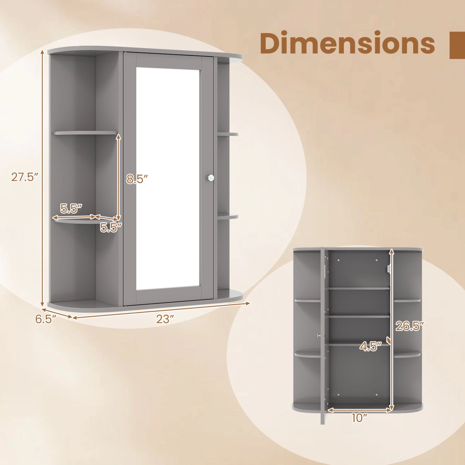 SlickBlue Bathroom Wall Cabinet with Mirror and Adjustable Shelves