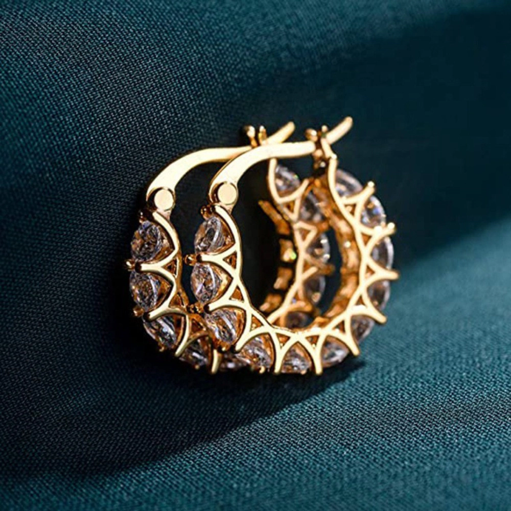 Exquisite Unique Multi-Color Cubic Zirconia Inlaid Hoop Earrings